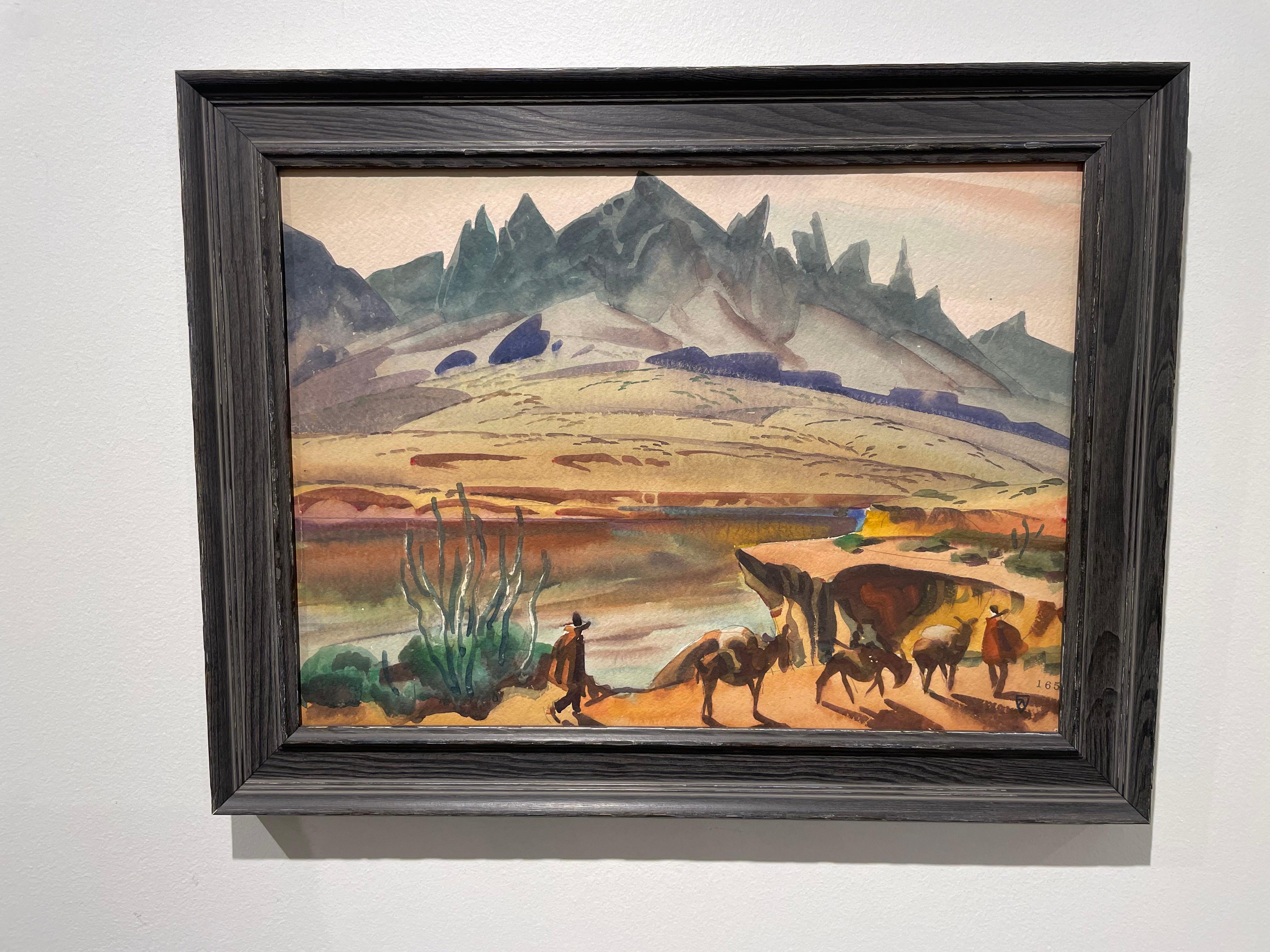 Fleuve Colorado, Needles, Californie, années 1950 Paysage occidental, école de Cleveland en vente 8