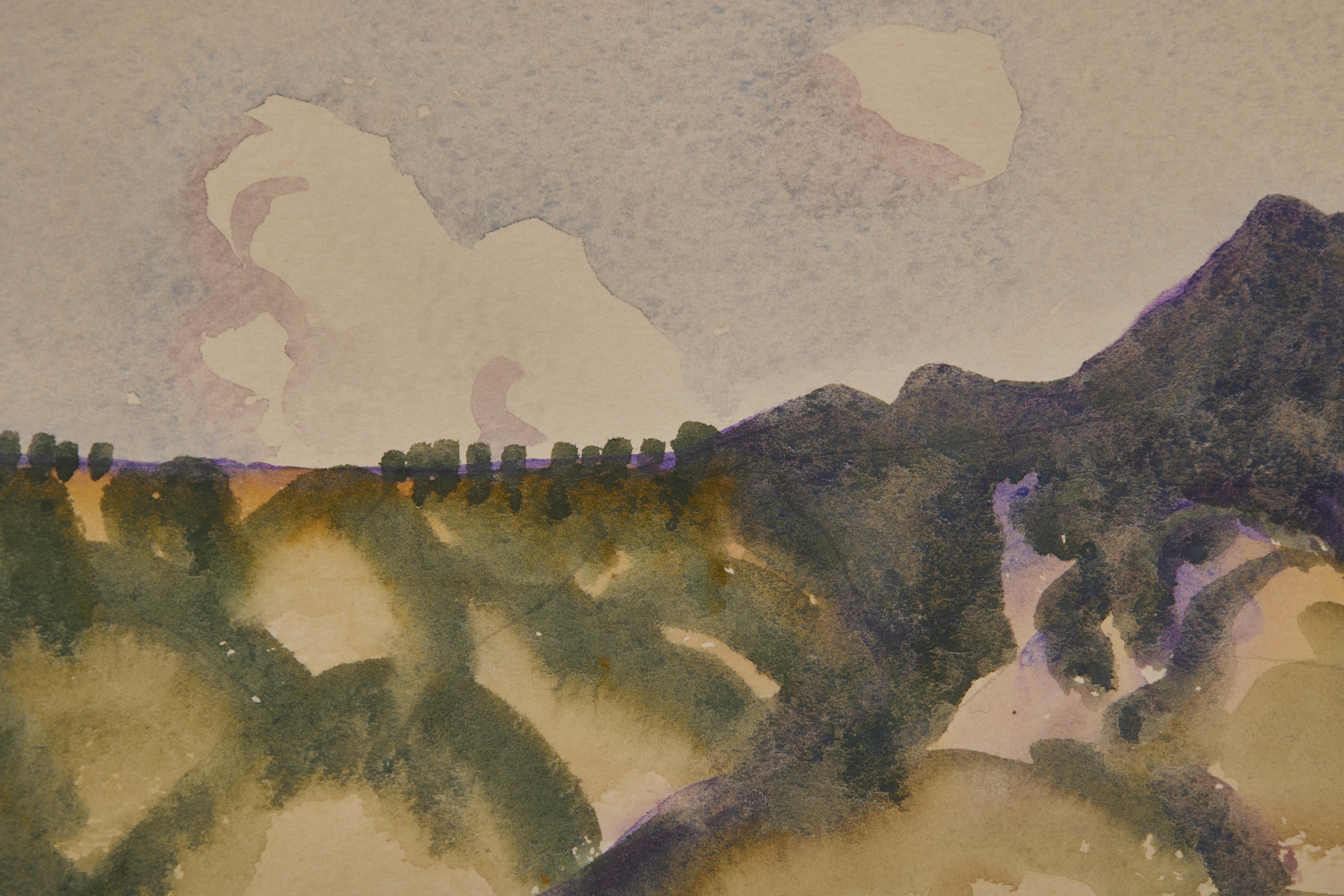 High Pastures, Cattle Round Up, Wyoming, 20th Century Western Landscape - American Modern Art by Frank Wilcox