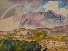 Rainbow on Santa Fe Trail, New Mexico, Early 20th Century Western Landscape