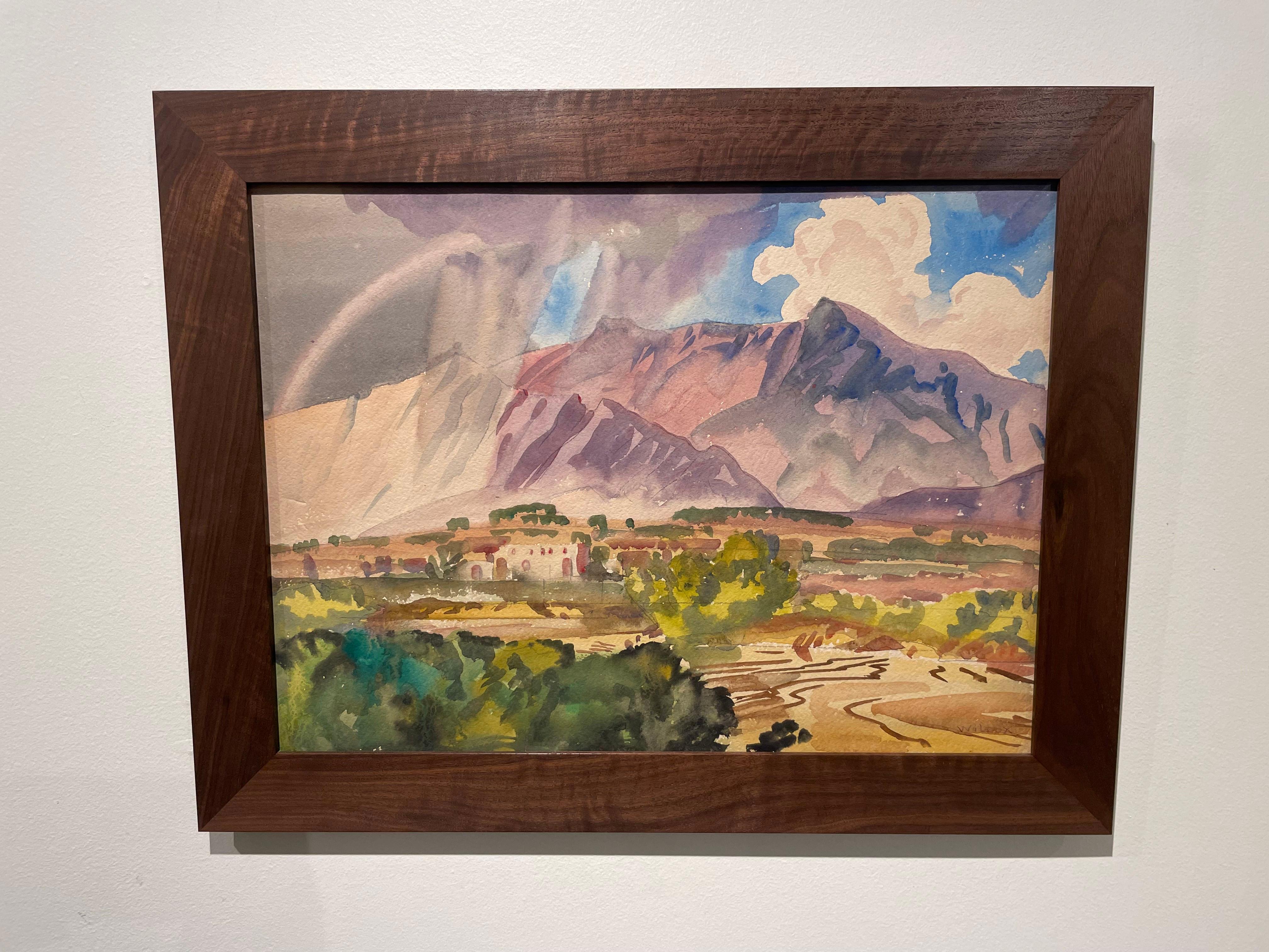 Arco iris en Santa Fe Trail, Nuevo México, Paisaje occidental de principios del siglo XX en venta 2