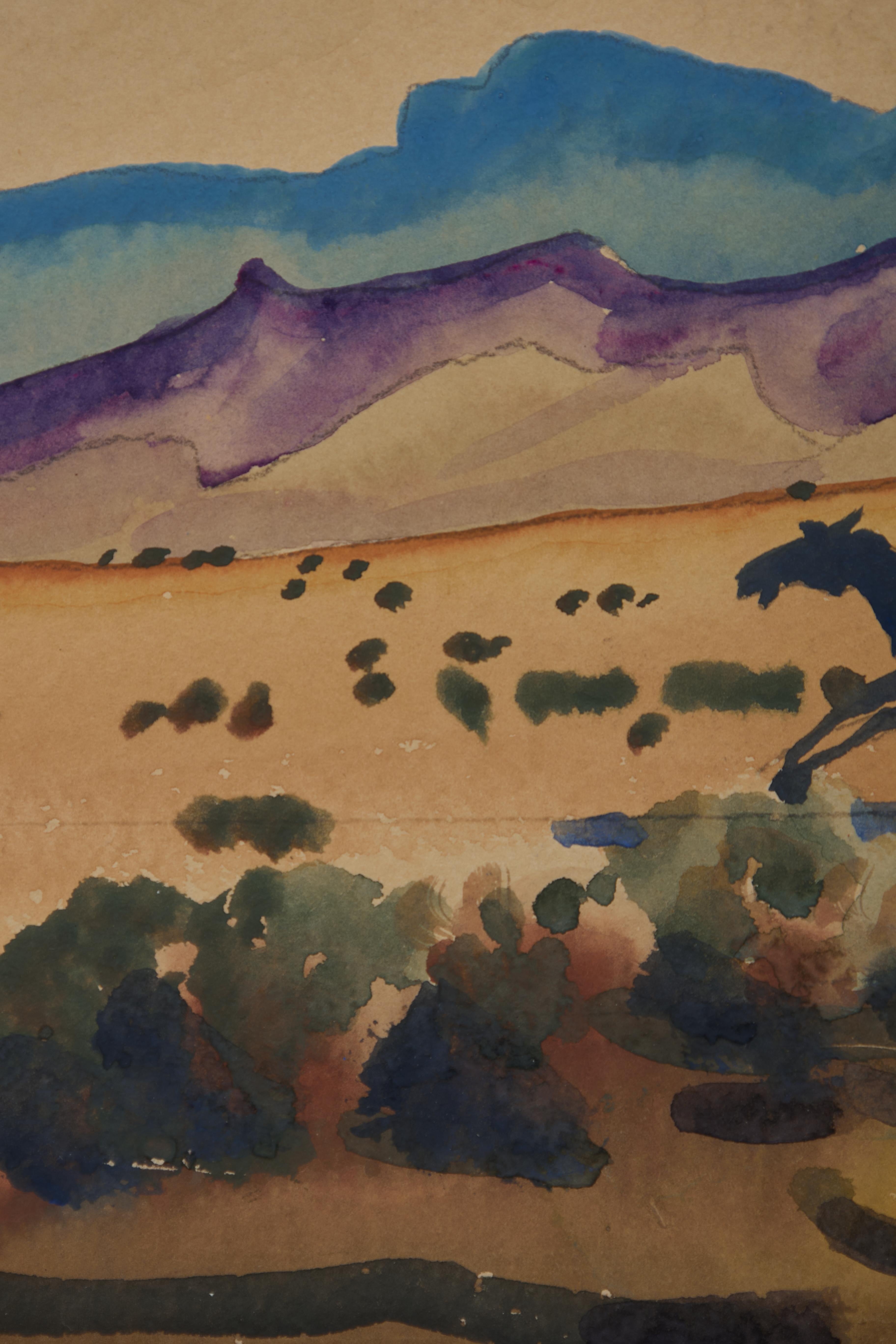 Chevaux sauvages, Arizona, début du 20e siècle Paysage occidental, école de Cleveland - Modernisme américain Art par Frank Wilcox
