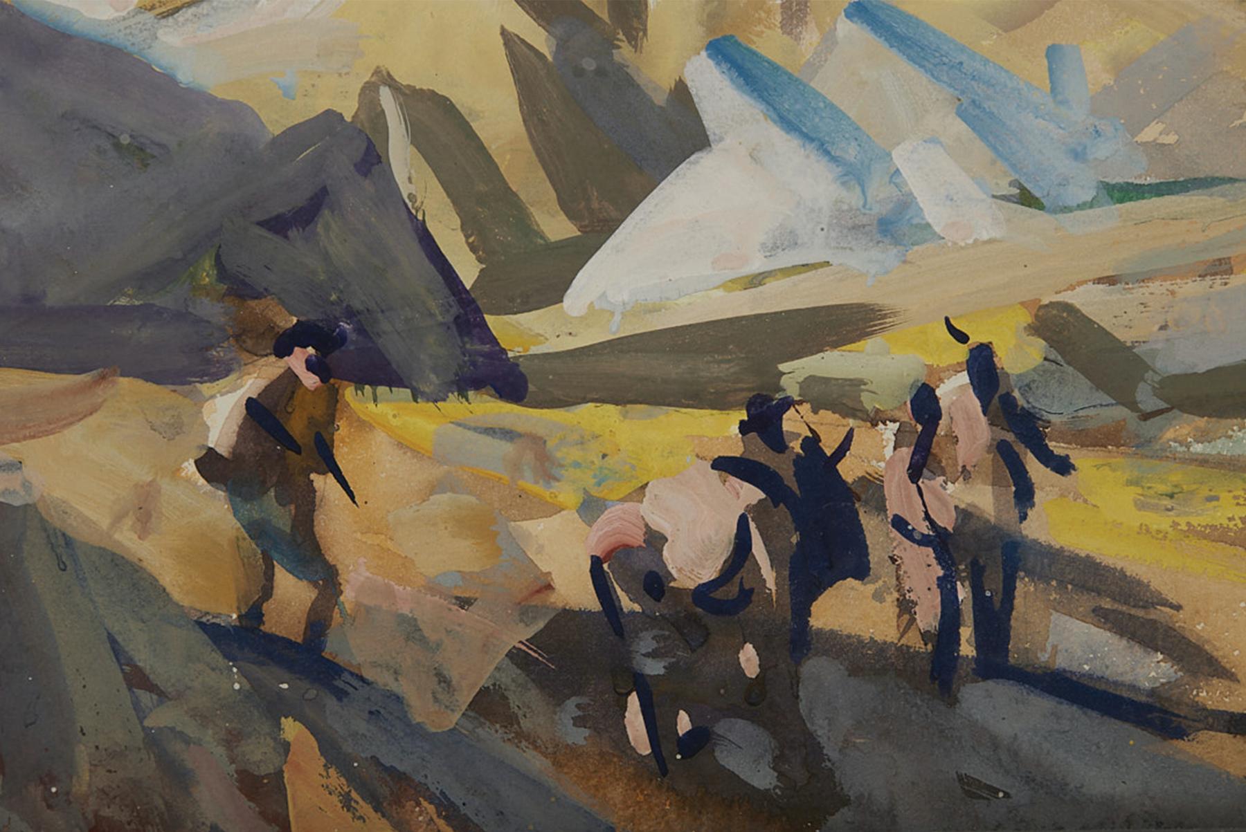  Frank Nelson Wilcox (American, 1887–1964)
On the Top, Montana, 1952
Watercolor and gouache on board 
Signed and dated lower right
22 x 30 inches
25.5 x 34 inches framed

Frank Nelson Wilcox (October 3, 1887 – April 17, 1964) was a modernist