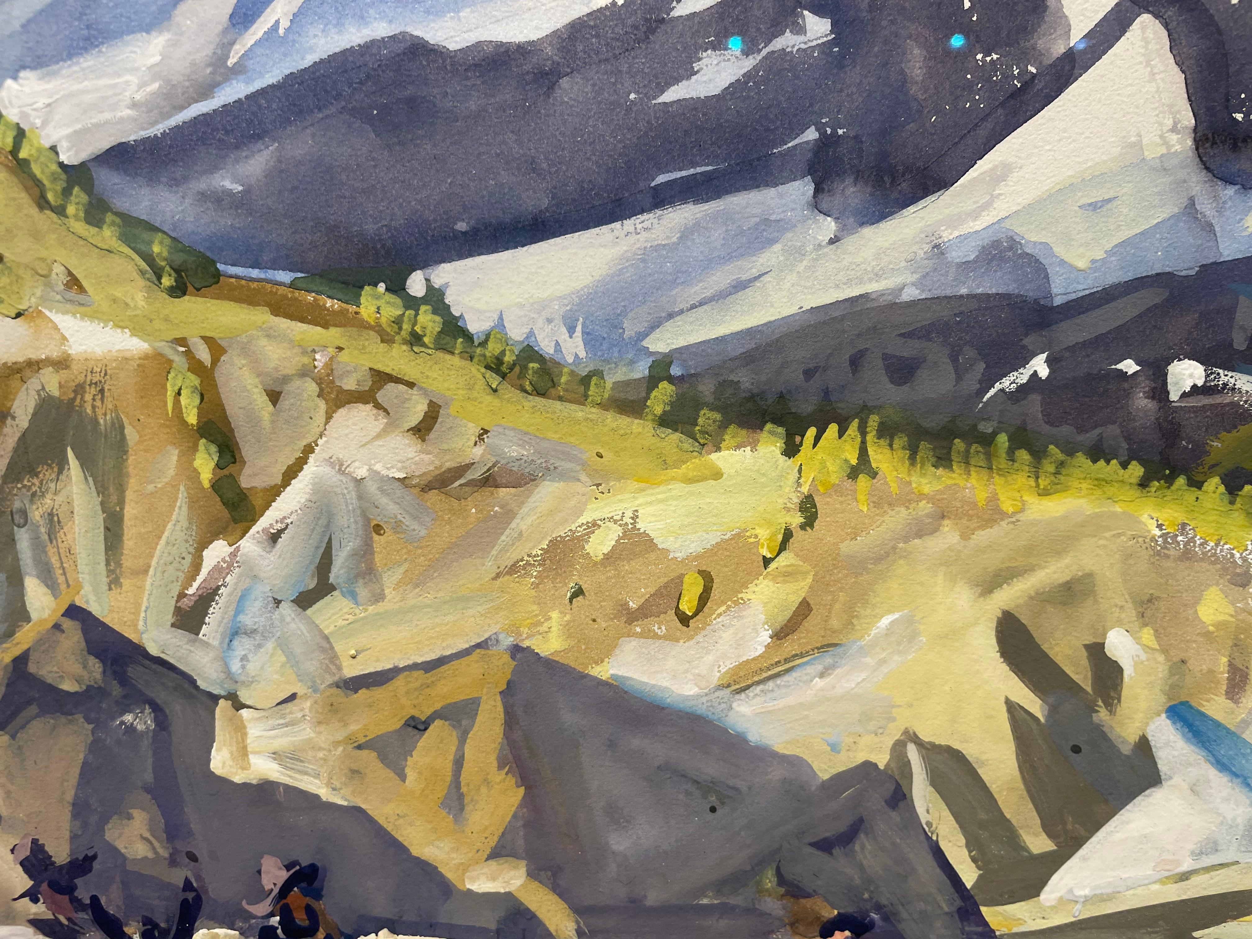 On the Top, People Crossing the Mountains, Montana Western Landscape For Sale 8