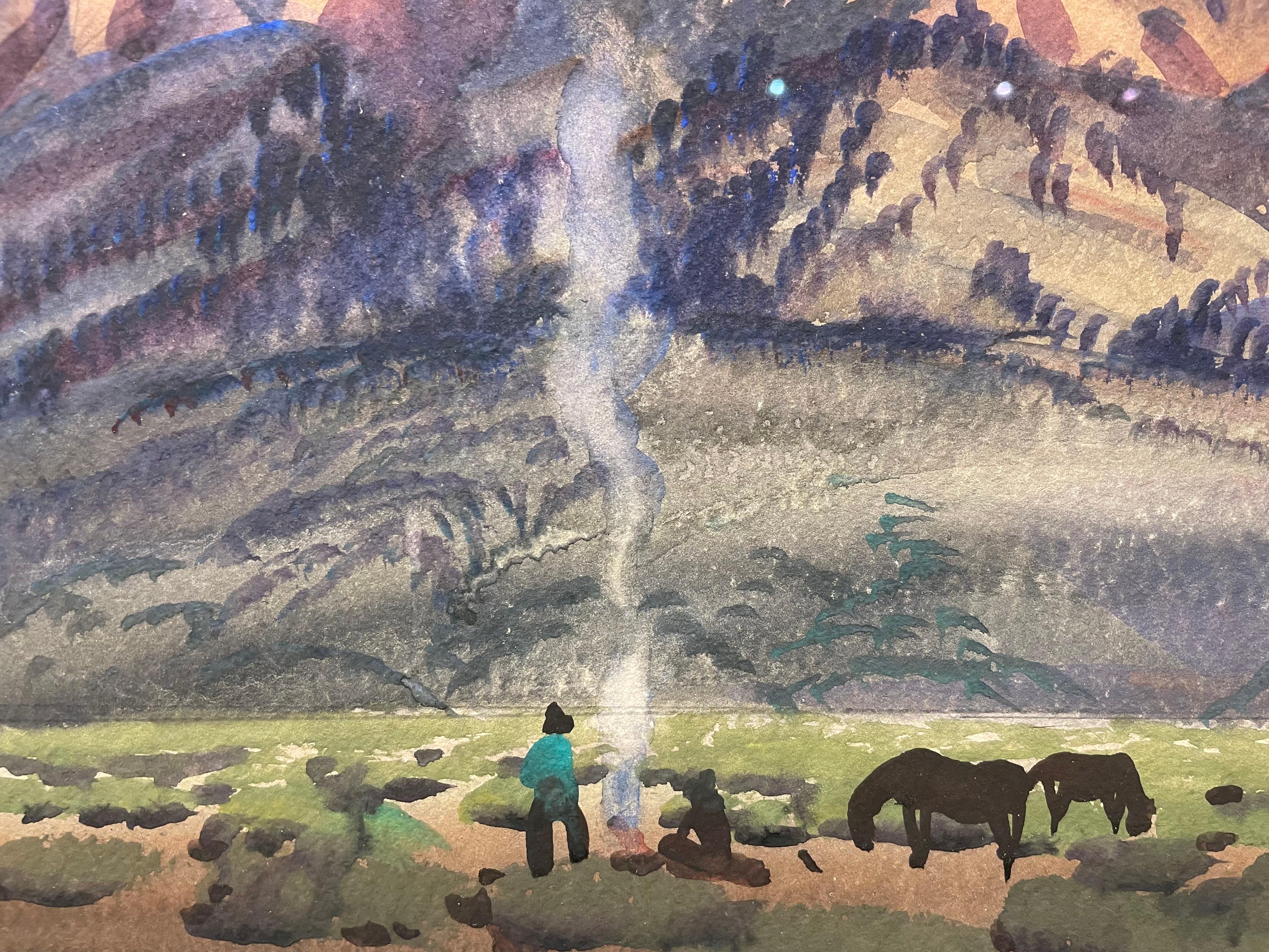  Frank Nelson Wilcox (americano, 1887-1964)
Tramonto fuori da Zion, Utah, c. 1940
Acquerello su carta
Firmato in basso a destra
14 x 20 pollici
18 x 24 pollici incorniciato

Frank Nelson Wilcox (3 ottobre 1887 - 17 aprile 1964) è stato un artista