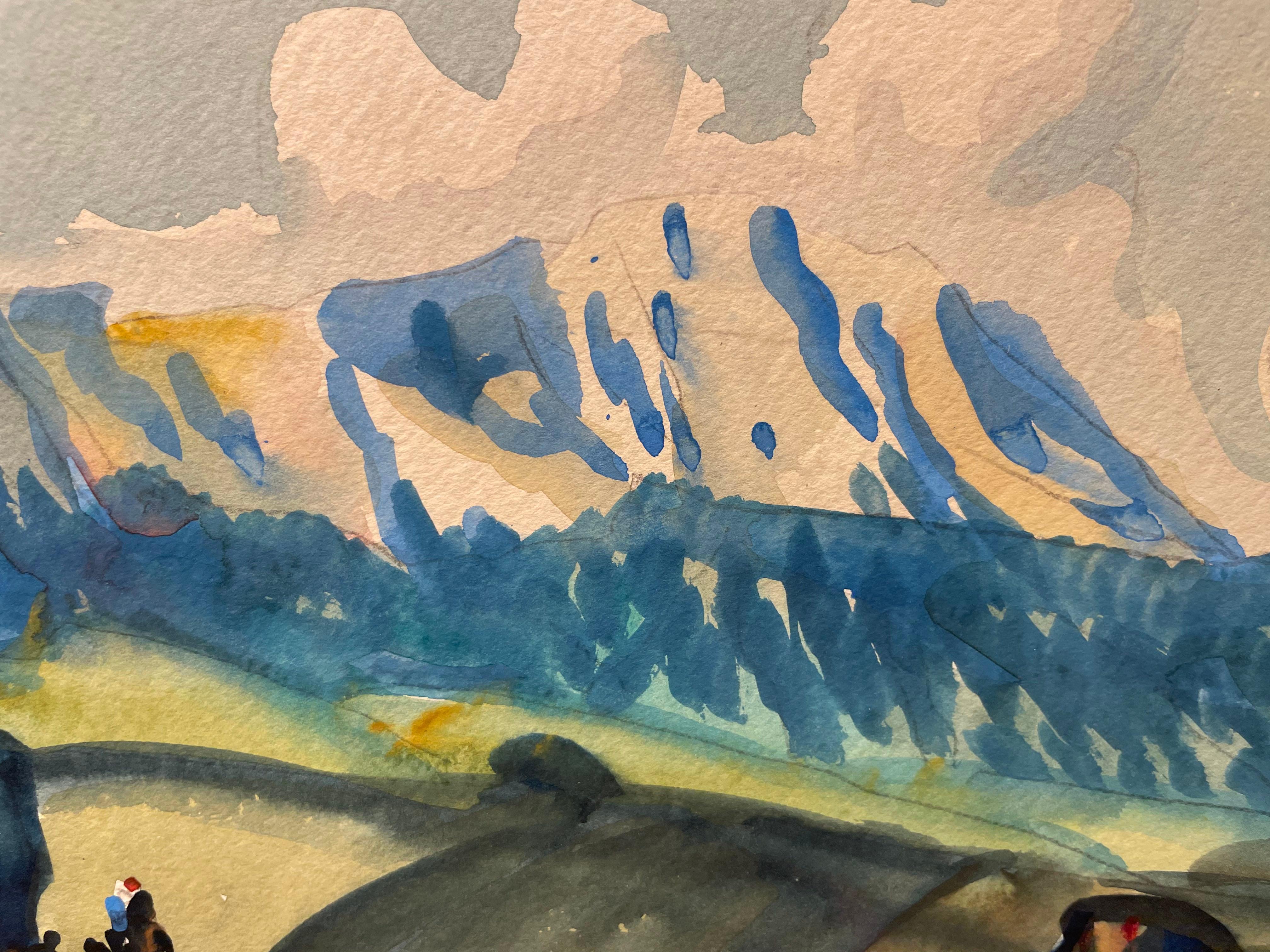  Frank Nelson Wilcox (américain, 1887-1964)
Près des sommets, 1937
Aquarelle sur papier
Signé et daté en bas à droite 
15 x 20 pouces
18.5 x 24 pouces encadré

Frank Nelson Wilcox (3 octobre 1887 - 17 avril 1964) était un artiste américain