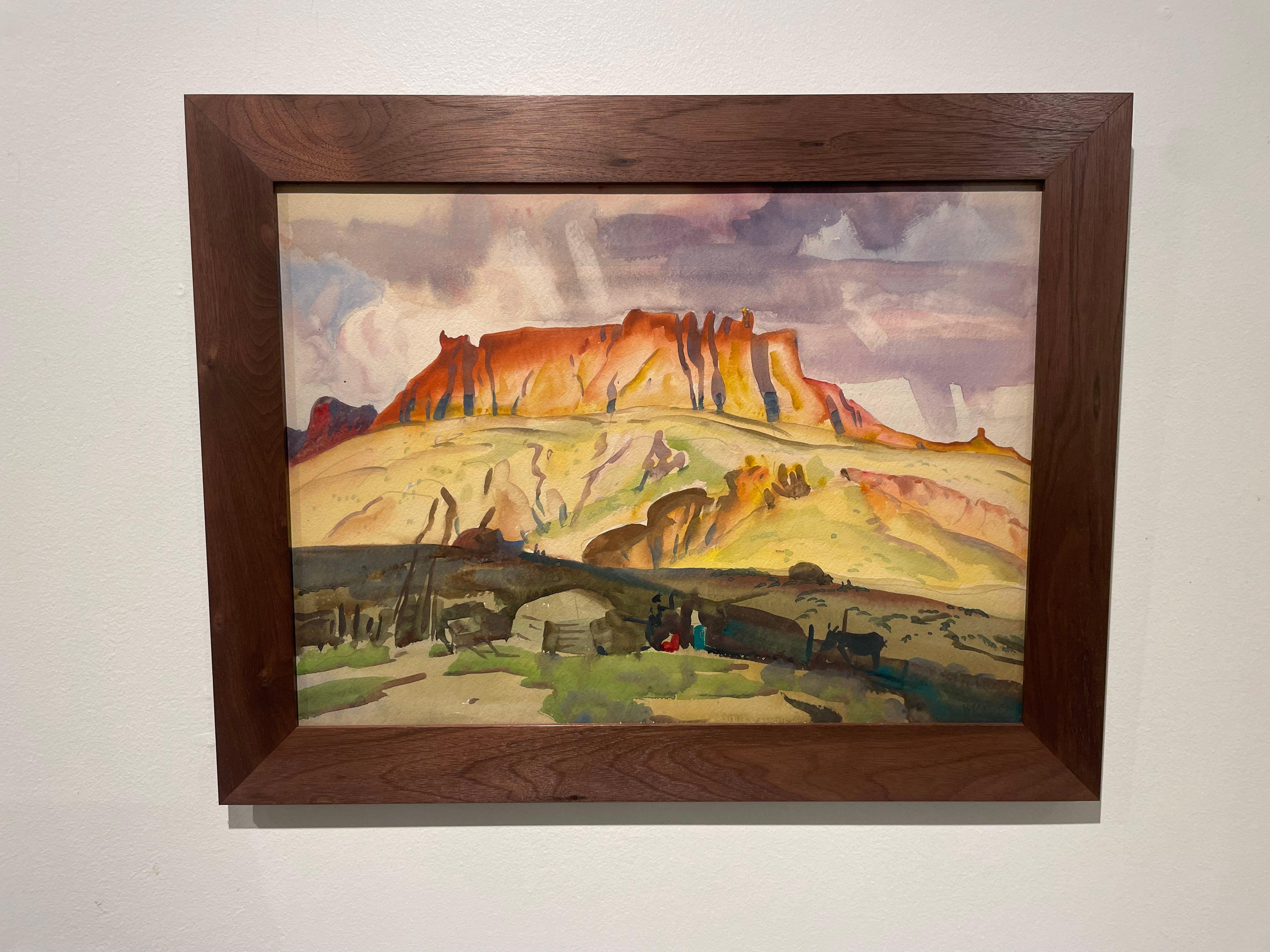 Red Cliffs & HOGAN, Arizona, Paesaggio montuoso occidentale dei primi del Novecento - Art American Modern di Frank Wilcox