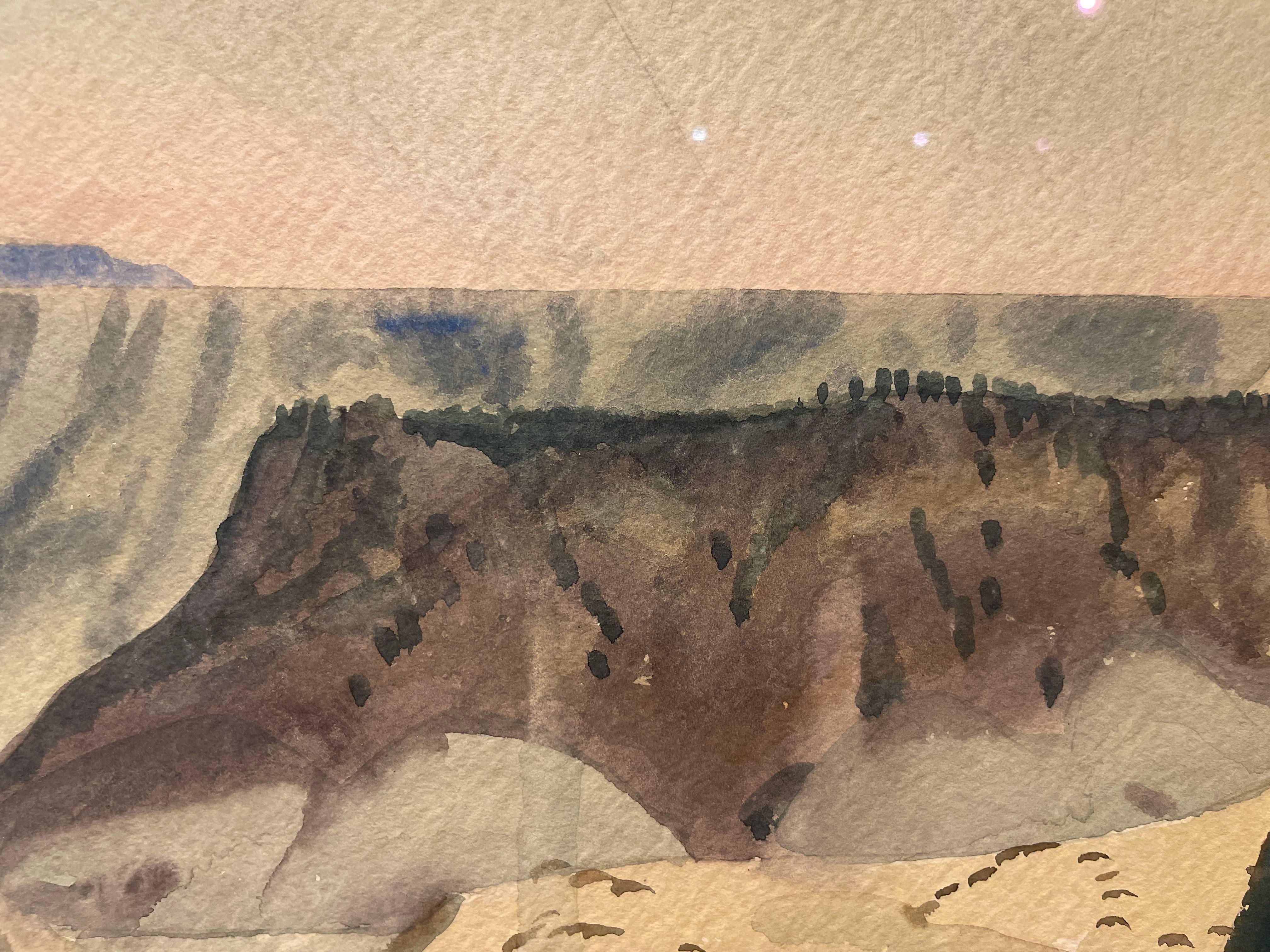 Cañón al atardecer, Paisaje occidental de principios del siglo XX, Artista de la Escuela de Cleveland en venta 4
