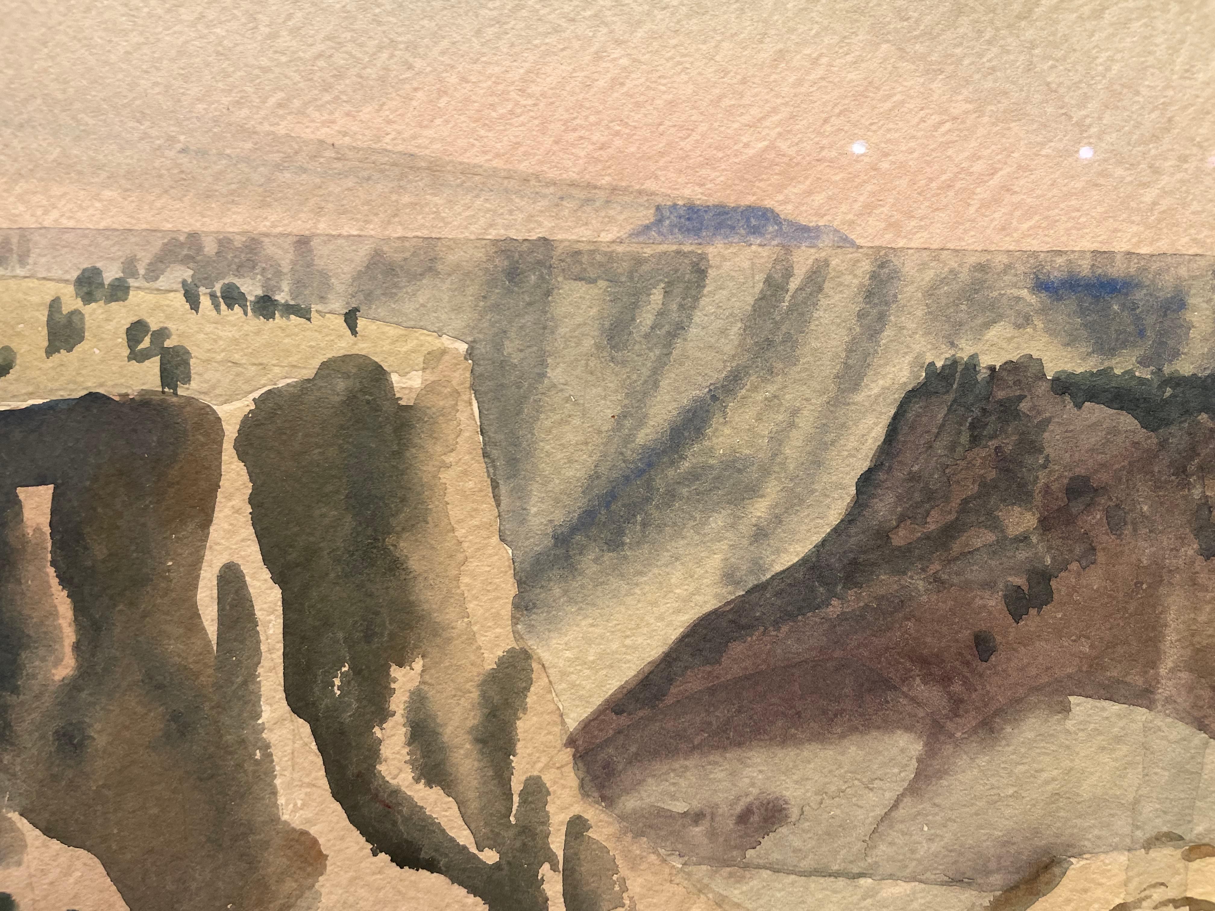 Cañón al atardecer, Paisaje occidental de principios del siglo XX, Artista de la Escuela de Cleveland en venta 5