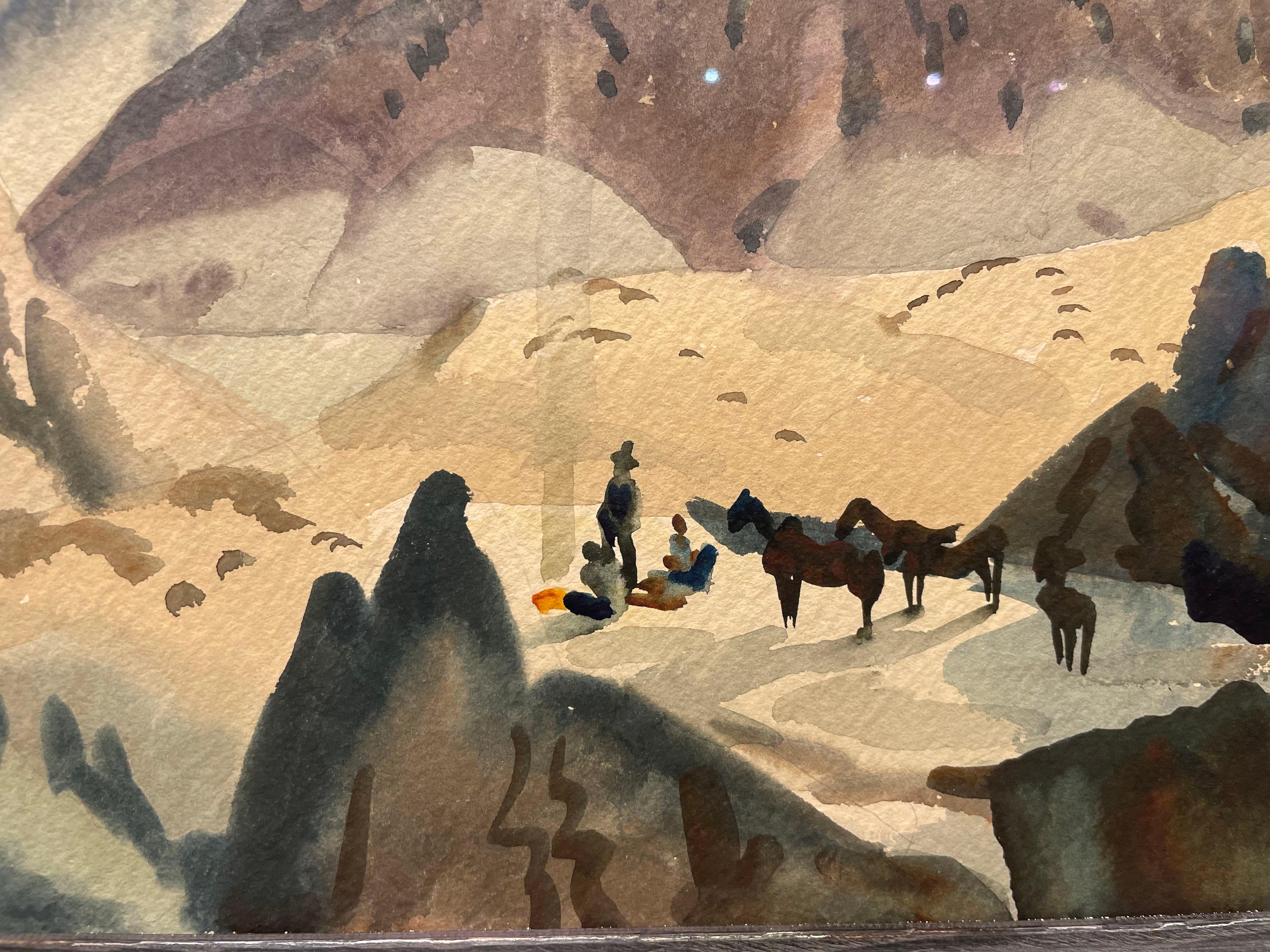 Cañón al atardecer, Paisaje occidental de principios del siglo XX, Artista de la Escuela de Cleveland en venta 2