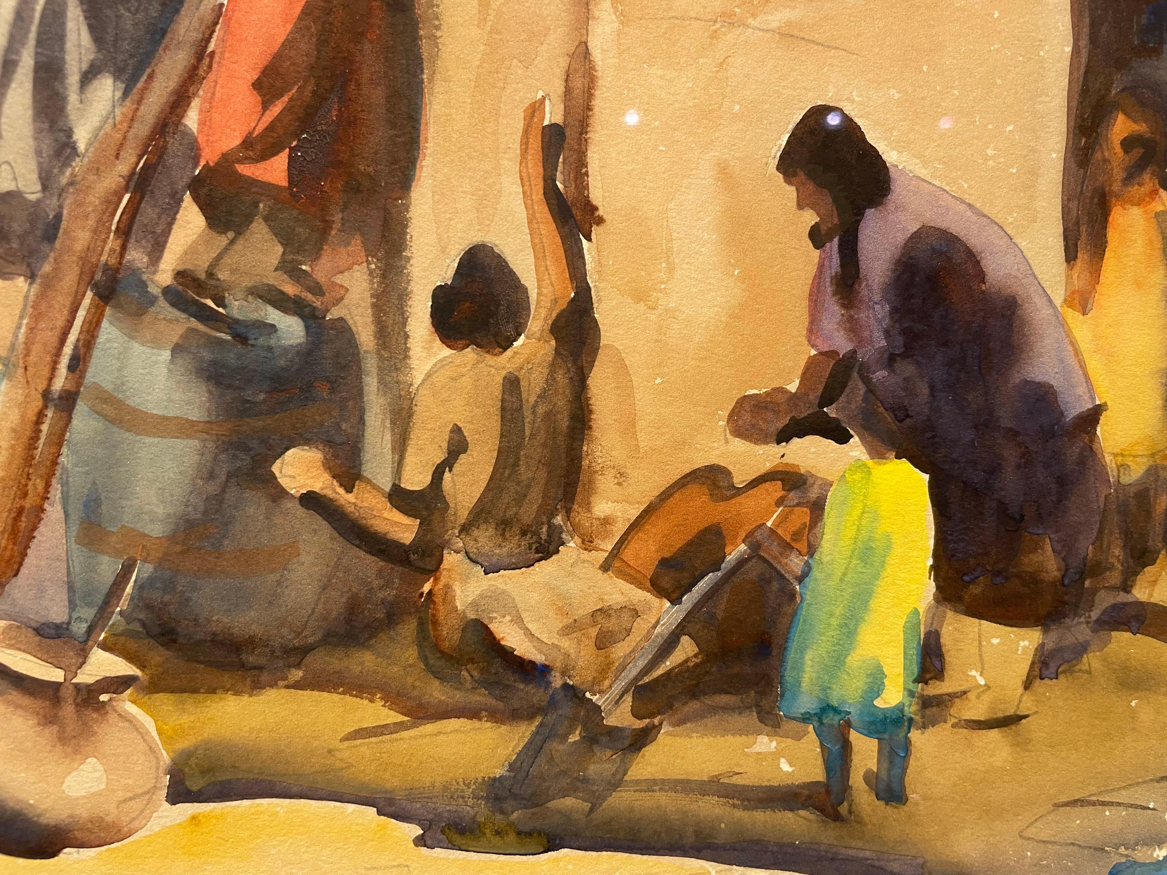  Frank Nelson Wilcox (américain, 1887-1964)
L'A.I.C., c. 1940-41
Aquarelle sur papier
Signé en bas à droite
14 x 20 pouces
18.5 x 24 pouces encadré

Frank Nelson Wilcox (3 octobre 1887 - 17 avril 1964) était un artiste américain moderniste et un