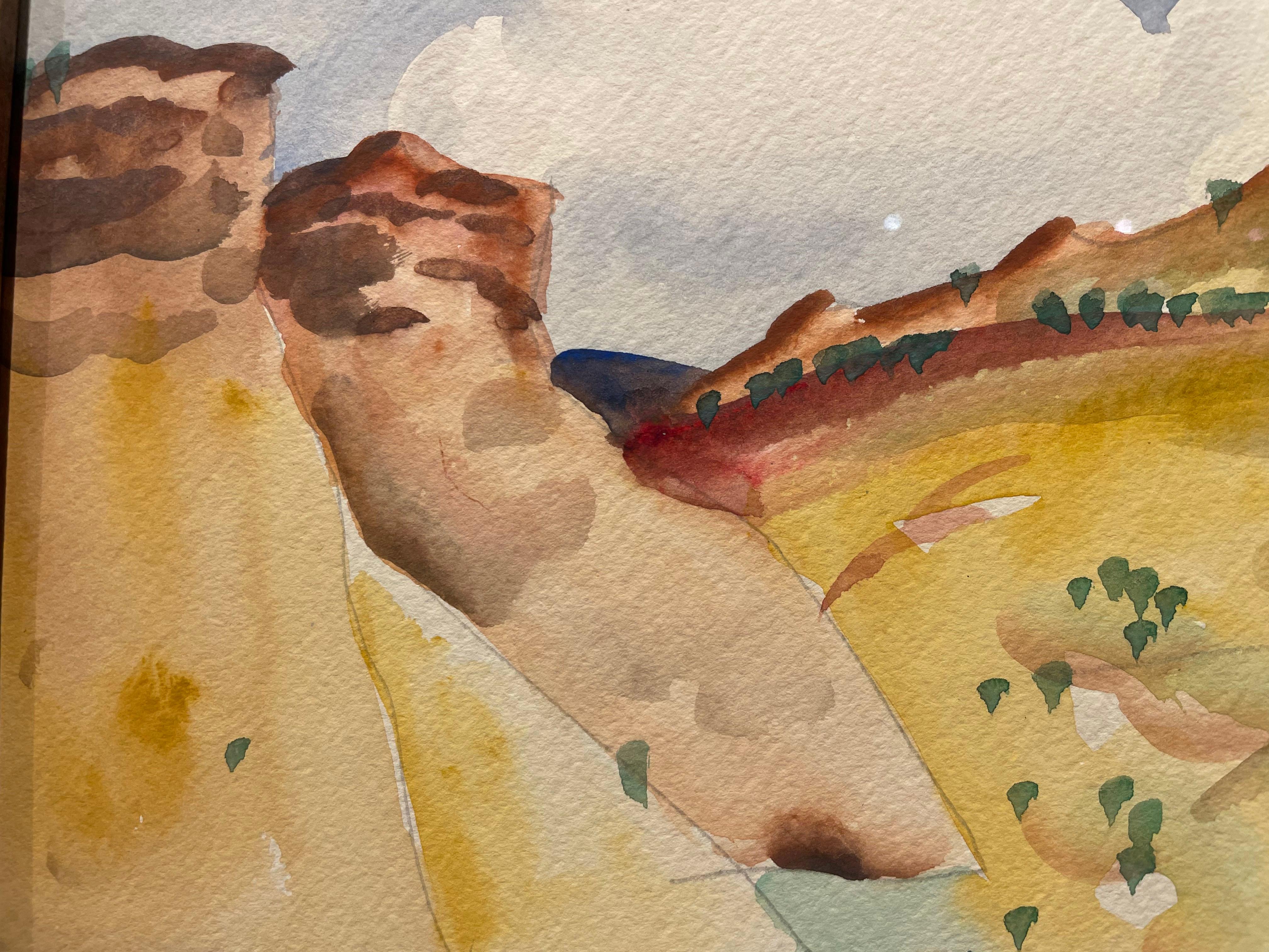 Reiter in der Nähe des Camel Rock Monuments, Santa Fe, New Mexico Westliche Landschaft im Angebot 2