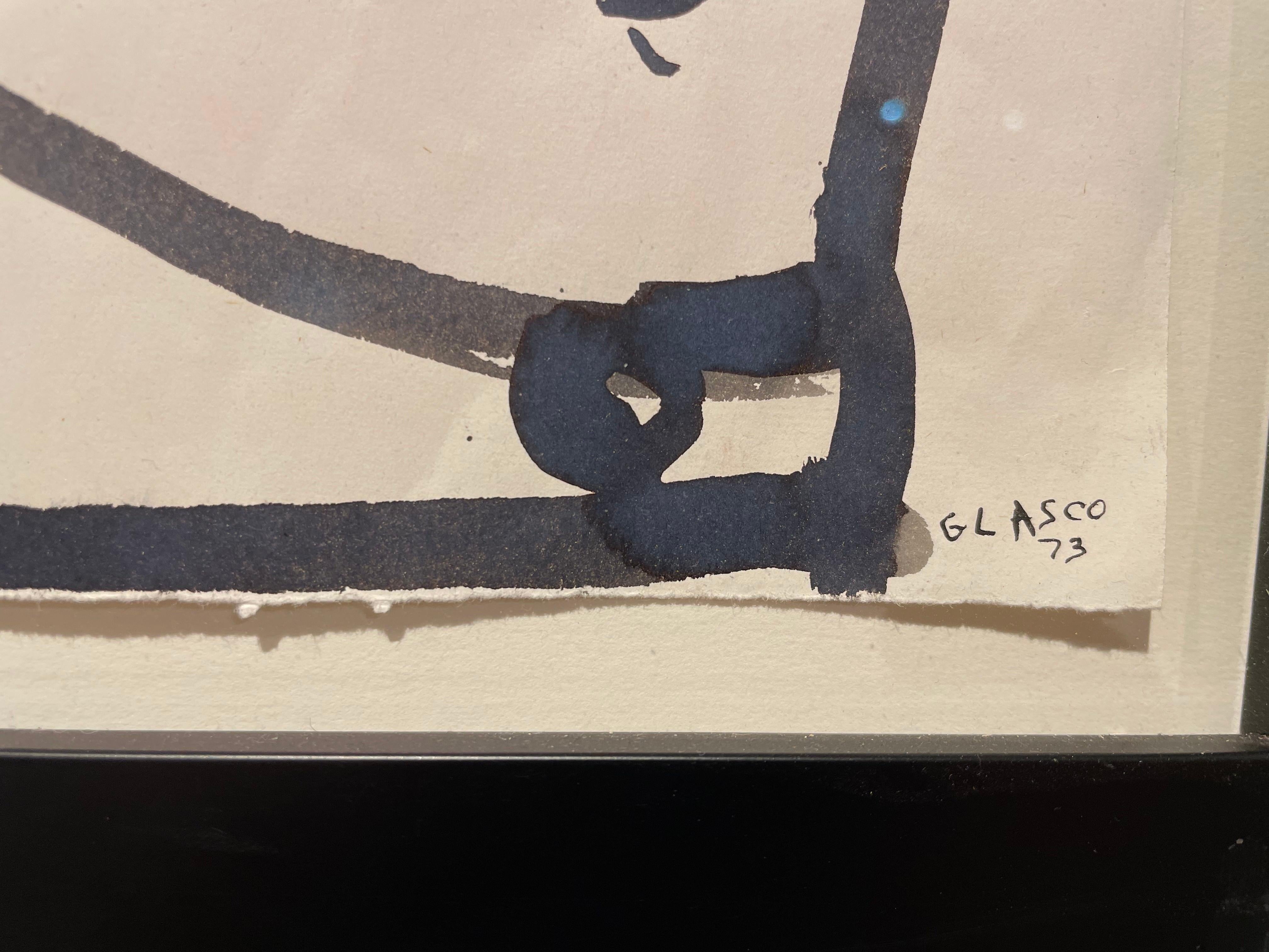 20. Jahrhundert Tuschezeichnung eines Frauenkopfes, Abstrakter Expressionist New Yorker Künstler im Angebot 3