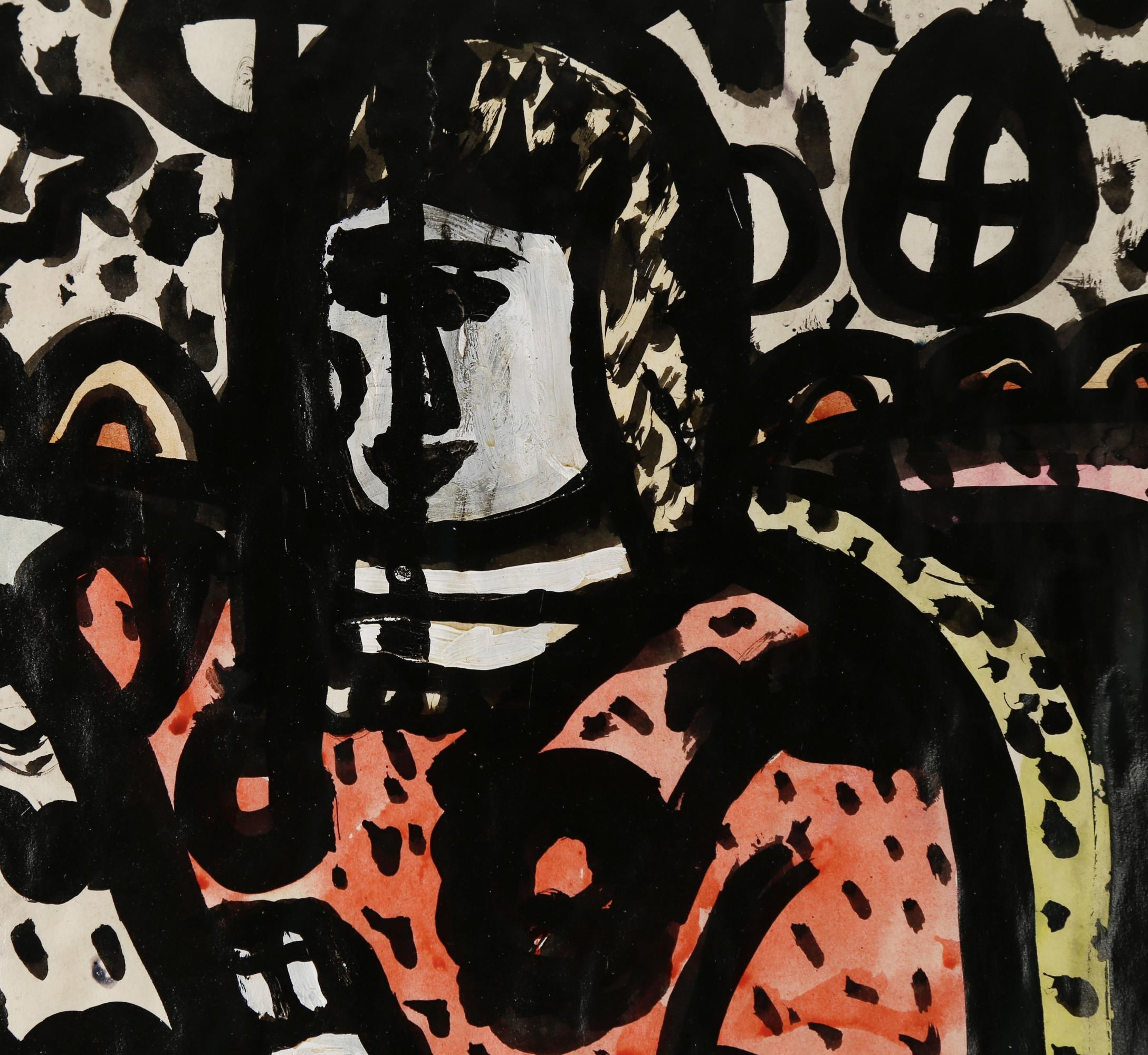 Woman with Blanket, Vibrant Abstract Expressionist Figural Work, New York Artist - Black Figurative Painting by Joseph Glasco