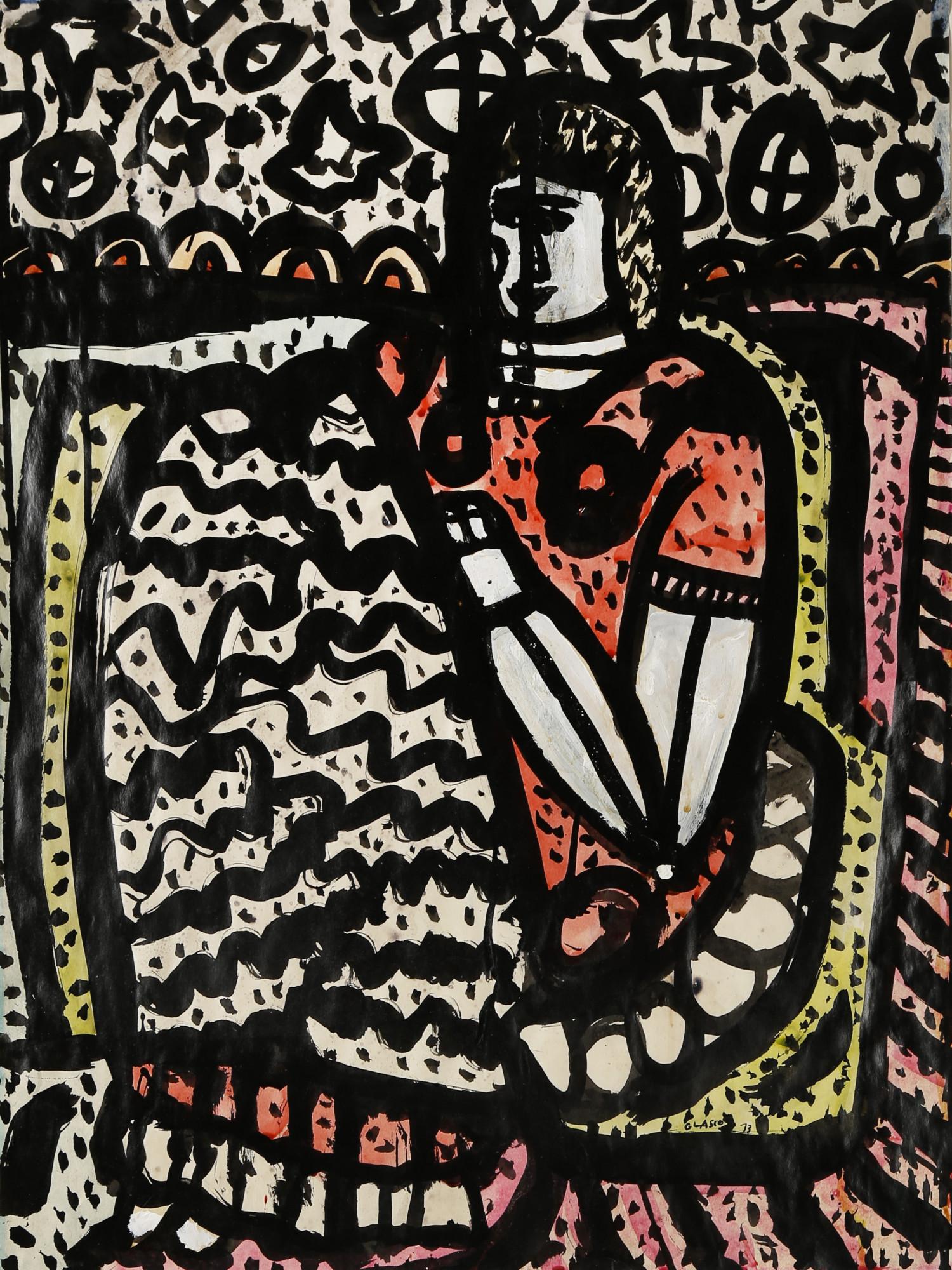 Woman with Blanket, Vibrant Abstract Expressionist Figural Work, New York Artist - Painting by Joseph Glasco