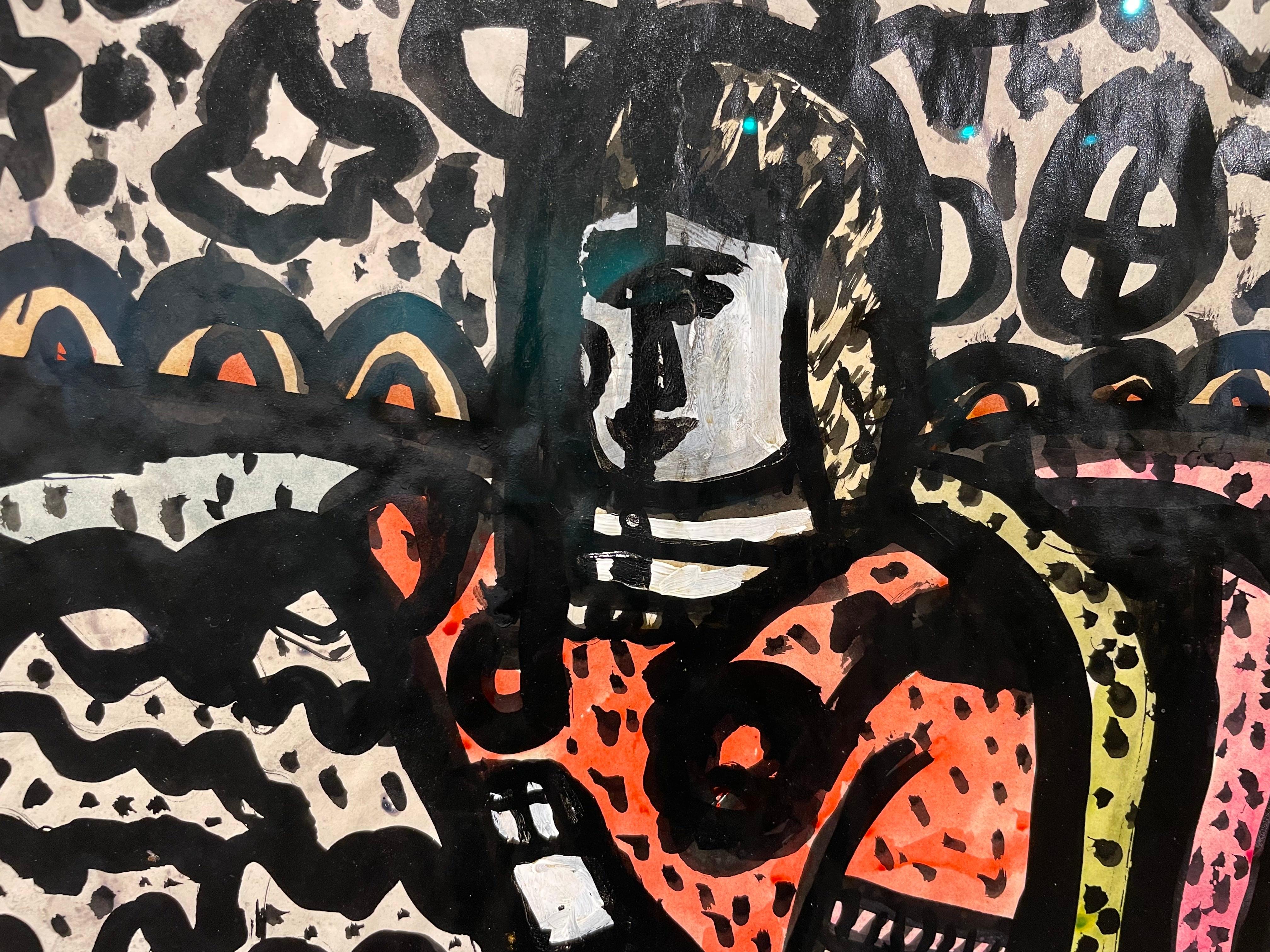 Woman with Blanket, Vibrant Abstract Expressionist Figural Work, New York Artist For Sale 4