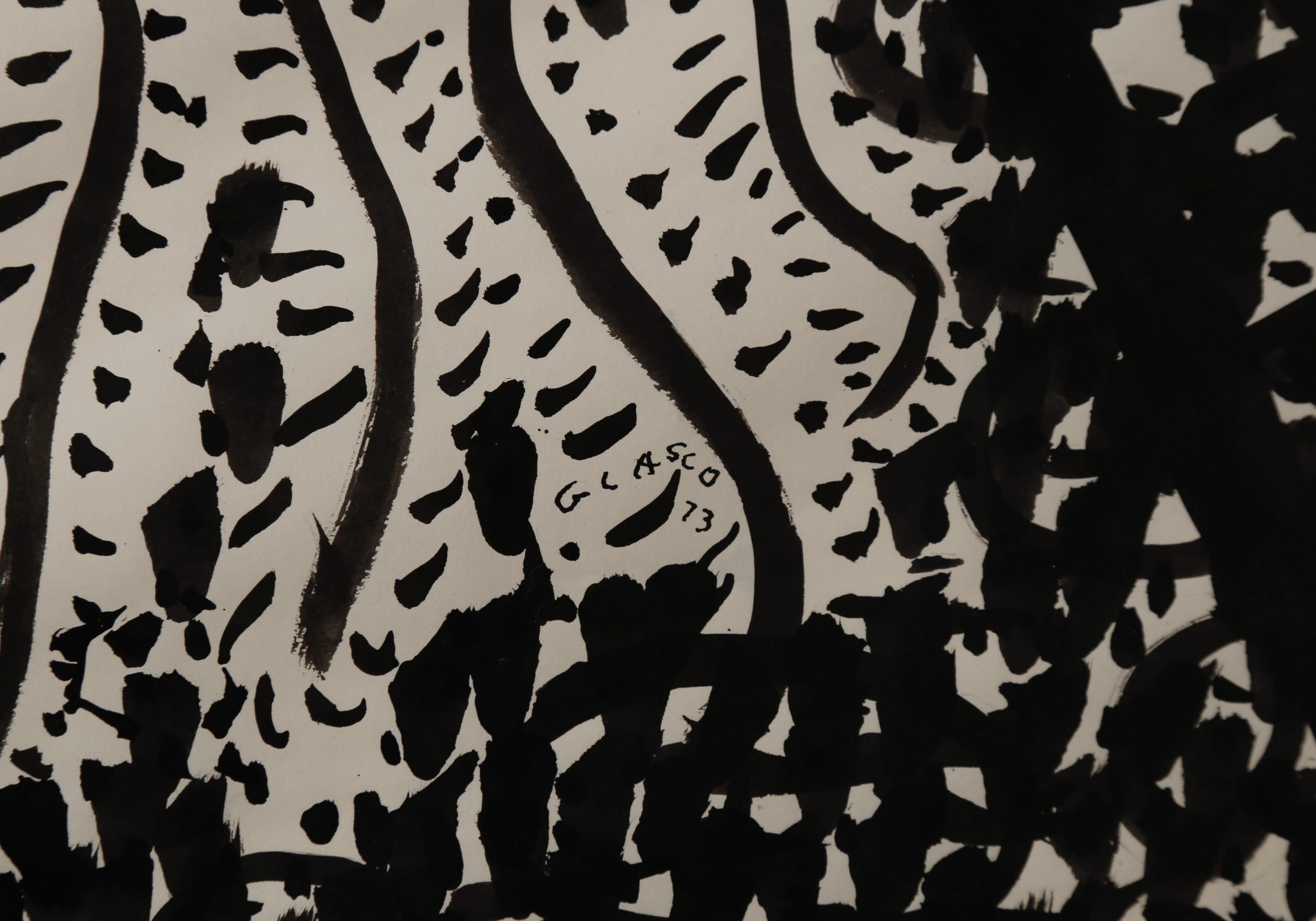 Joseph Glasco (Amerikaner, 1925-1996)
Fern
1973
Tinte auf Papier
Signiert und datiert unten rechts
18 x 24 Zoll
22,5 x 28,5 Zoll, gerahmt

Joseph Glasco wurde in Paul's Valley, Oklahoma, geboren und wuchs in Texas auf. 1949, nach seiner ersten