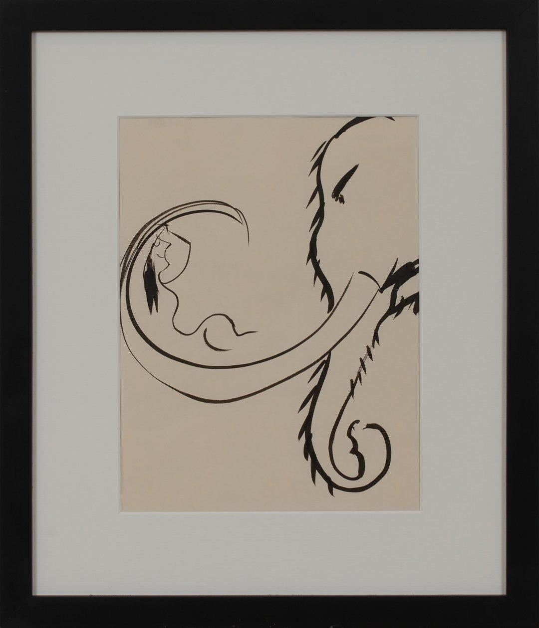 Venus & Mastodon Drawing, Girl w/ Elephant, Cleveland School