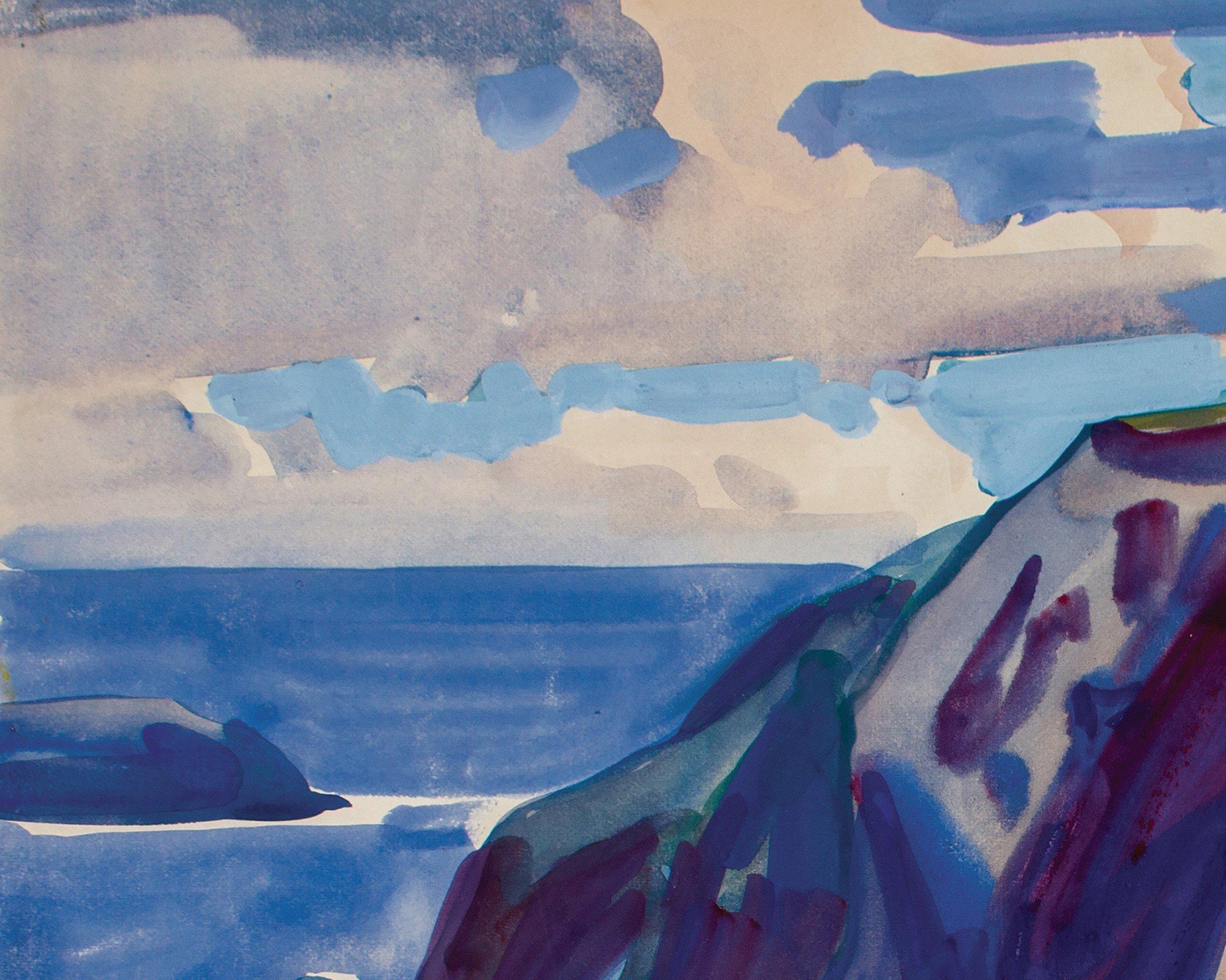 Falaises de Paramé, France, 20e siècle, aquarelle de paysage et de mer - Modernisme américain Painting par Frank Wilcox