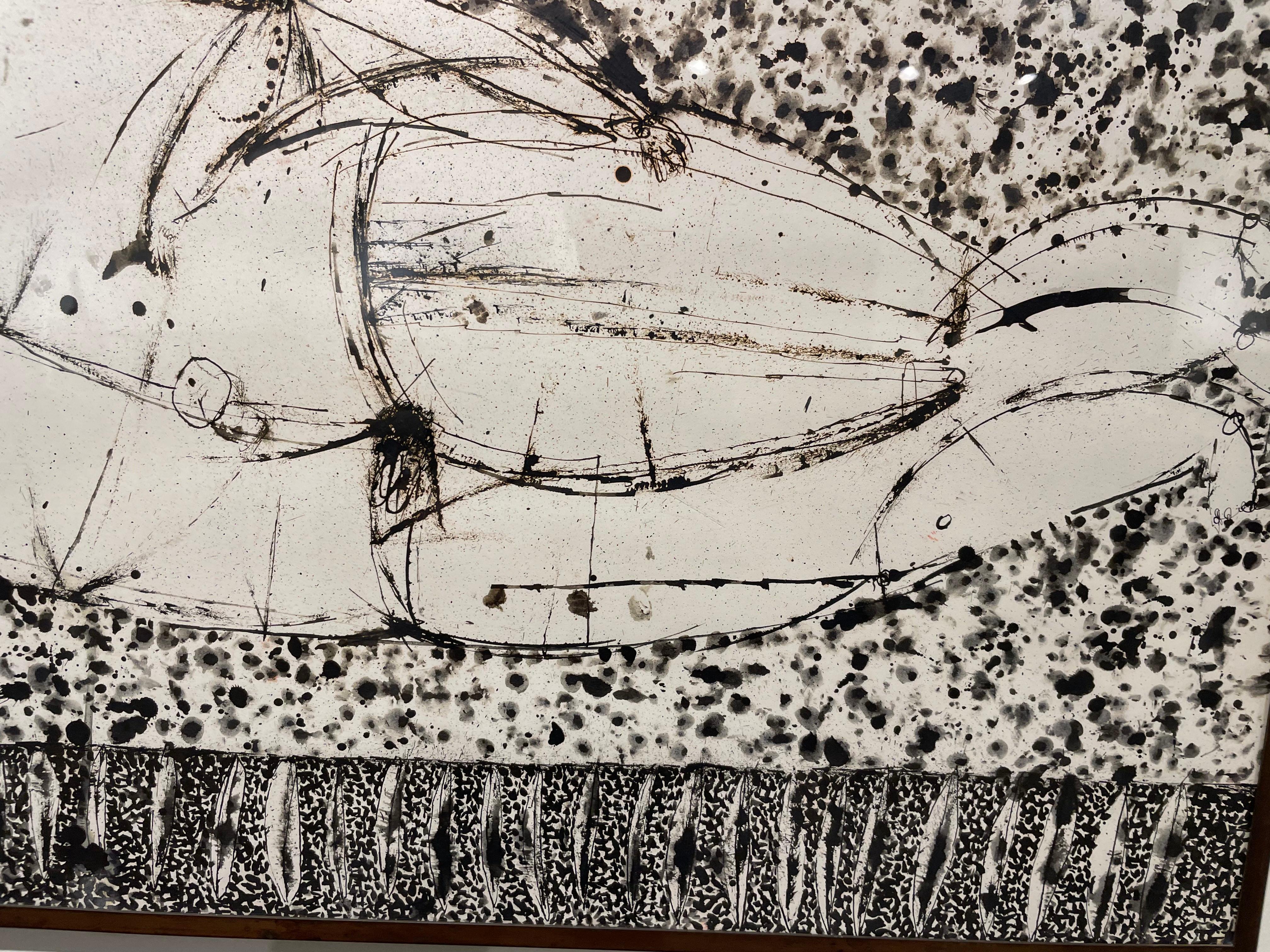 Liegende nackte männliche Figur, figurale expressionistische New Yorker Künstlerin mit Tuschezeichnung im Angebot 3