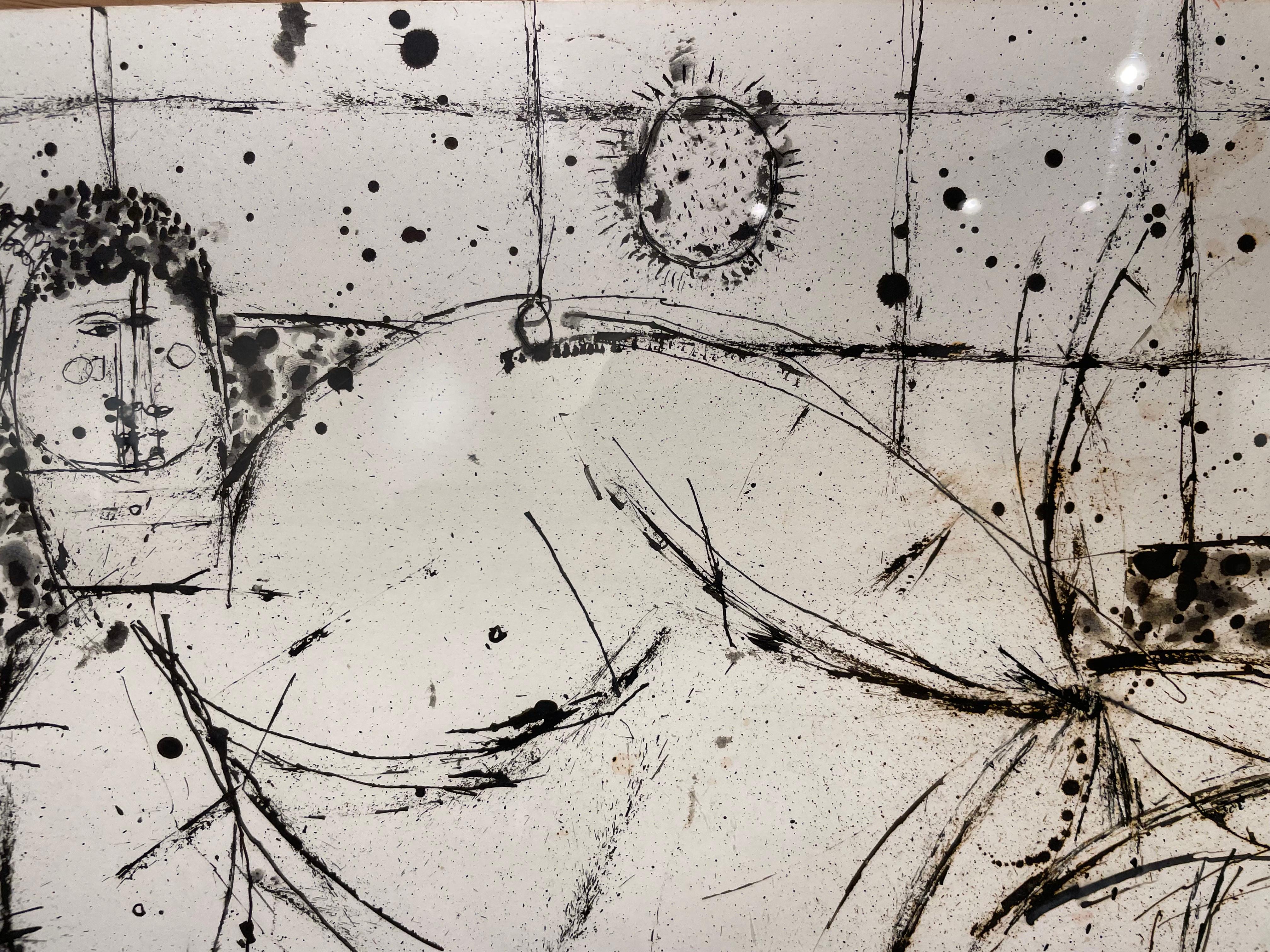 Liegende nackte männliche Figur, figurale expressionistische New Yorker Künstlerin mit Tuschezeichnung im Angebot 7