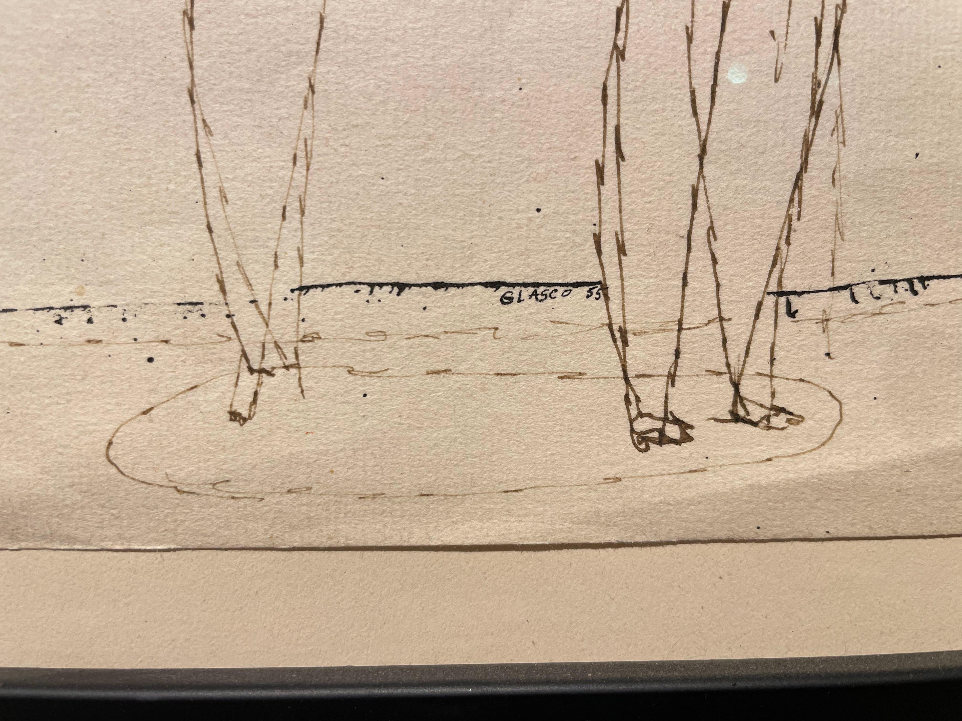 Joseph Glasco (American, 1925-1996)
Figure
1955
Ink on paper
Signed and dated lower center
12 x 9 inches
15.5 x 12 inches, framed

Joseph Glasco was born in Paul’s Valley, Oklahoma and grew up in Texas. In 1949, after his first one-person exhibition
