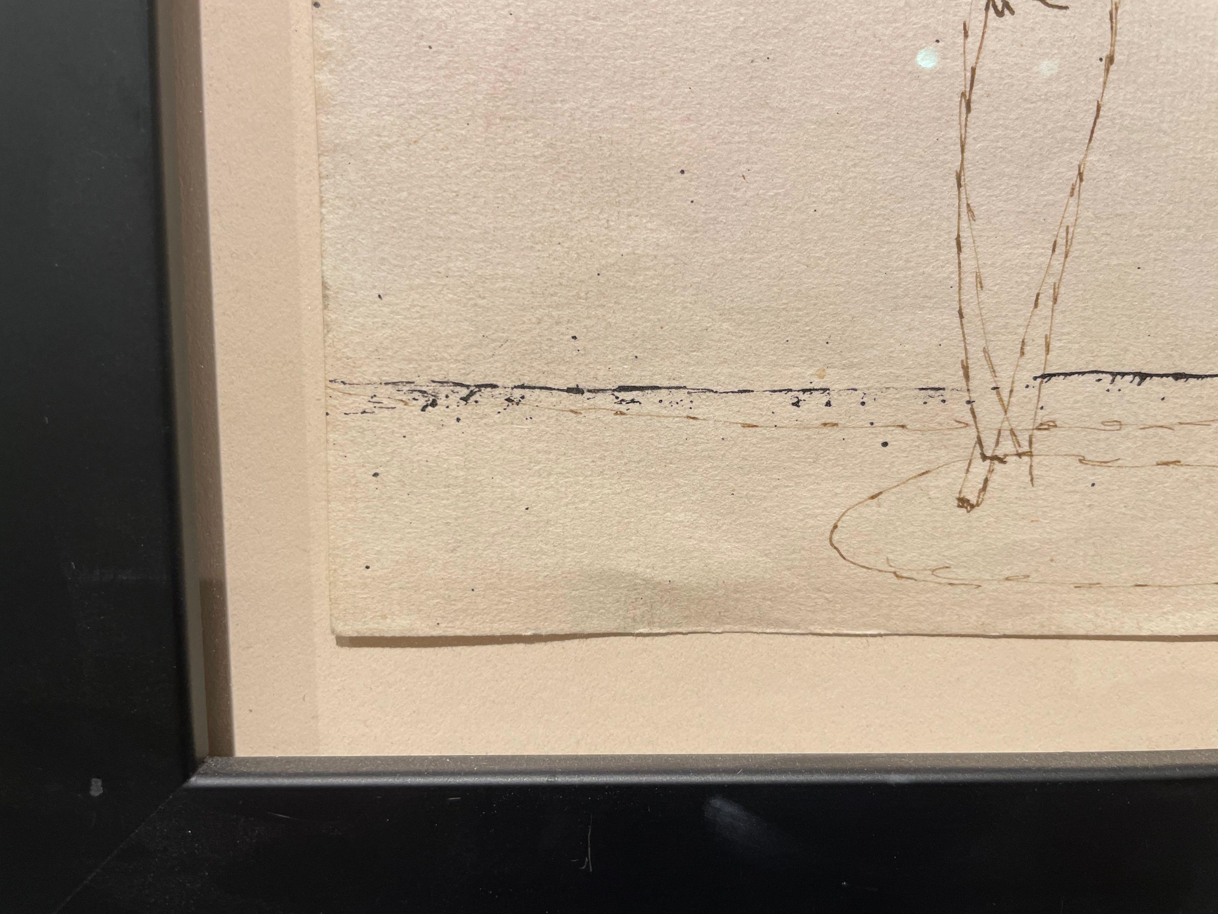 Standing Figure, figural abstract expressionist ink drawing, 20th century For Sale 3