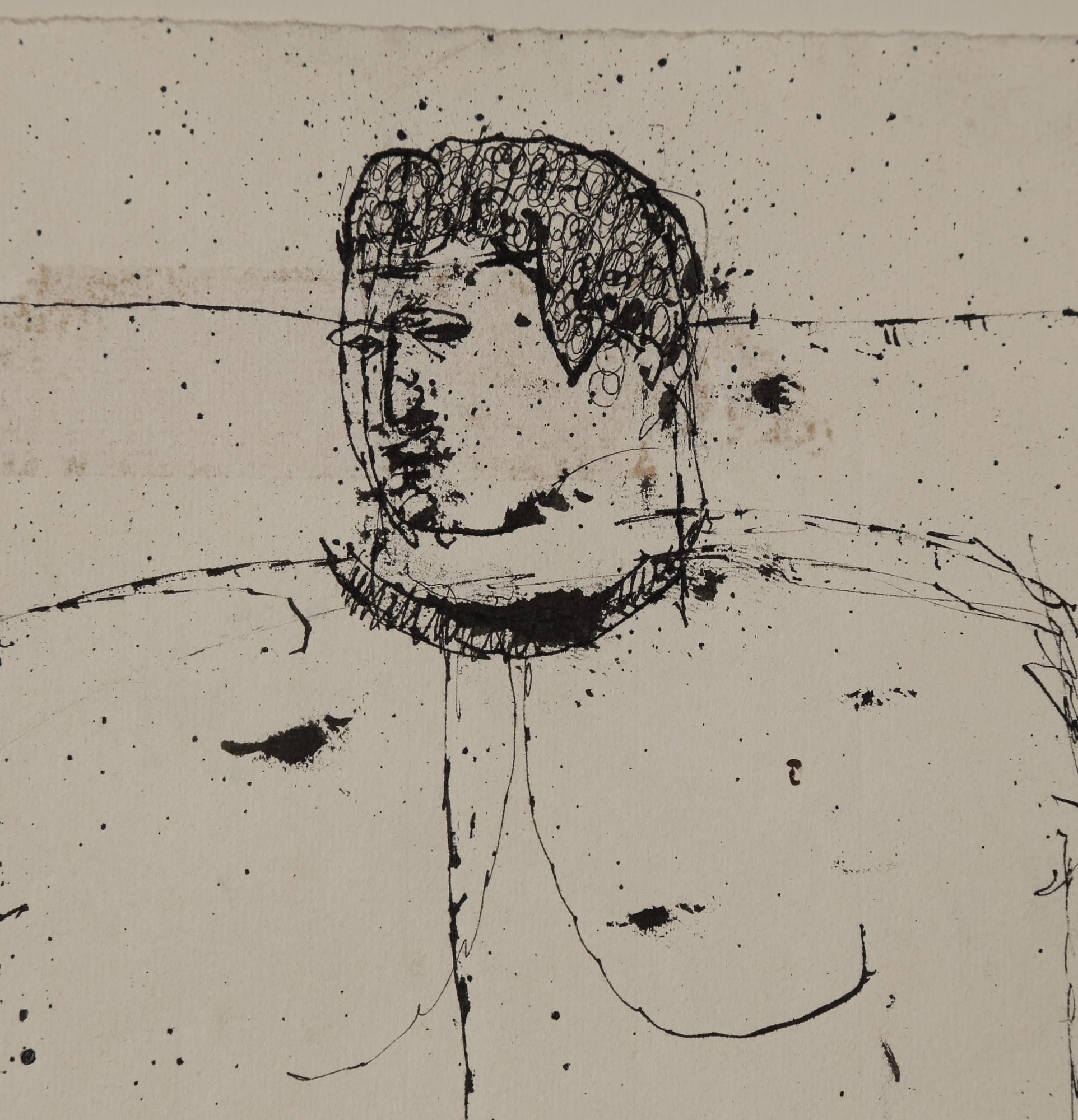 Seated Figure, 20th century figural abstract expressionist ink drawing - Abstract Expressionist Art by Joseph Glasco