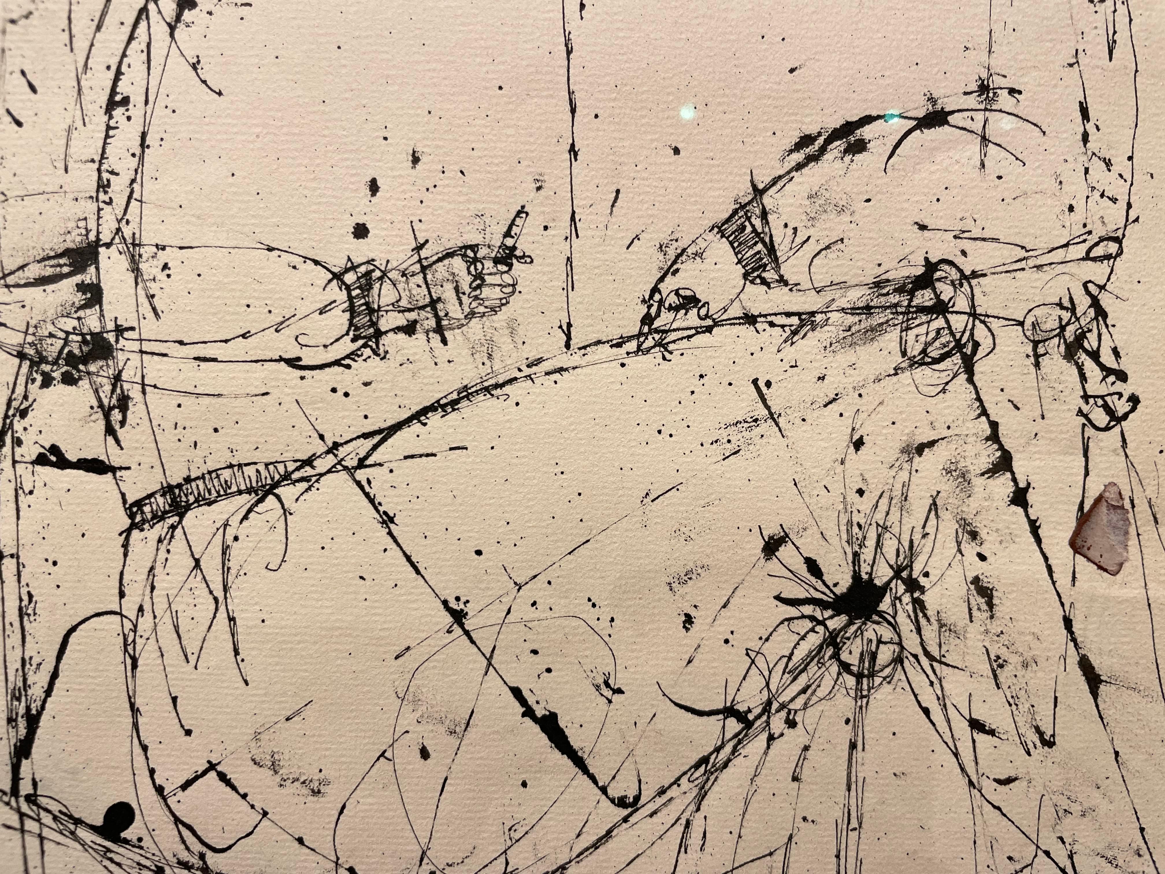 Figure assise, dessin à l'encre expressionniste abstraite figurative du XXe siècle en vente 9