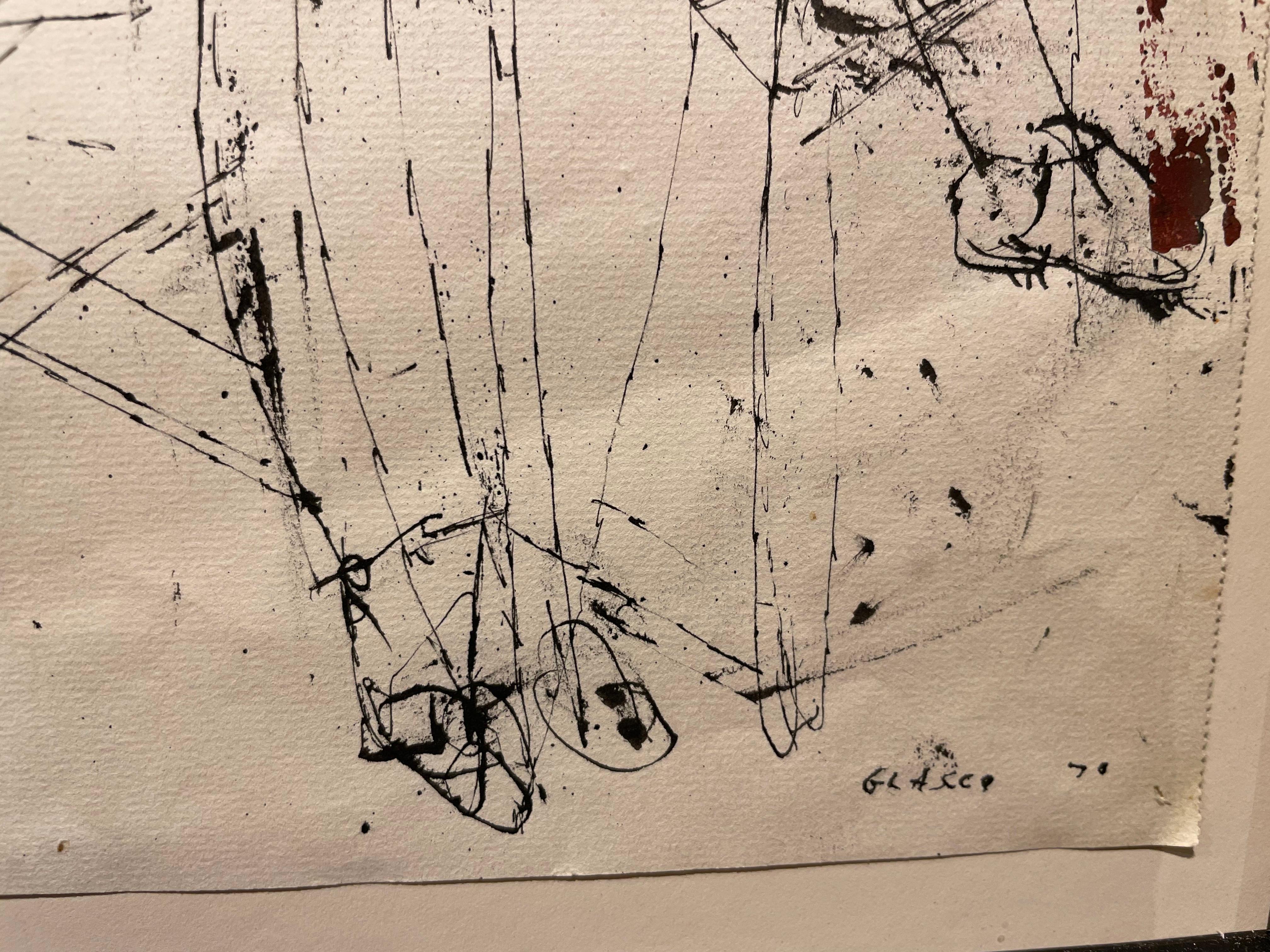 Figure assise, dessin à l'encre expressionniste abstraite figurative du XXe siècle en vente 8