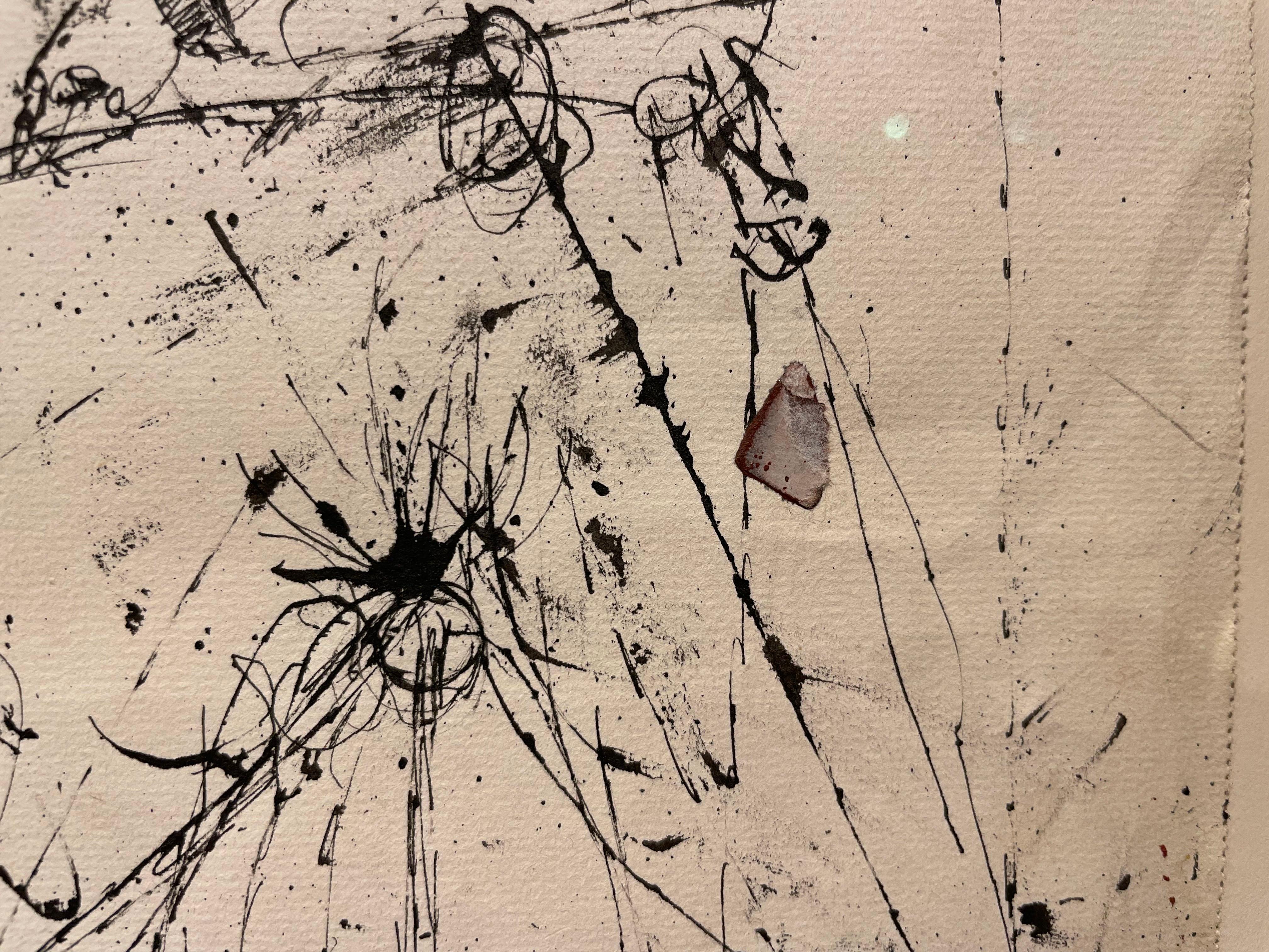 Figure assise, dessin à l'encre expressionniste abstraite figurative du XXe siècle en vente 12