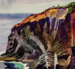 Cliffs near Paramé, France, vibrant seascape & landscape watercolor