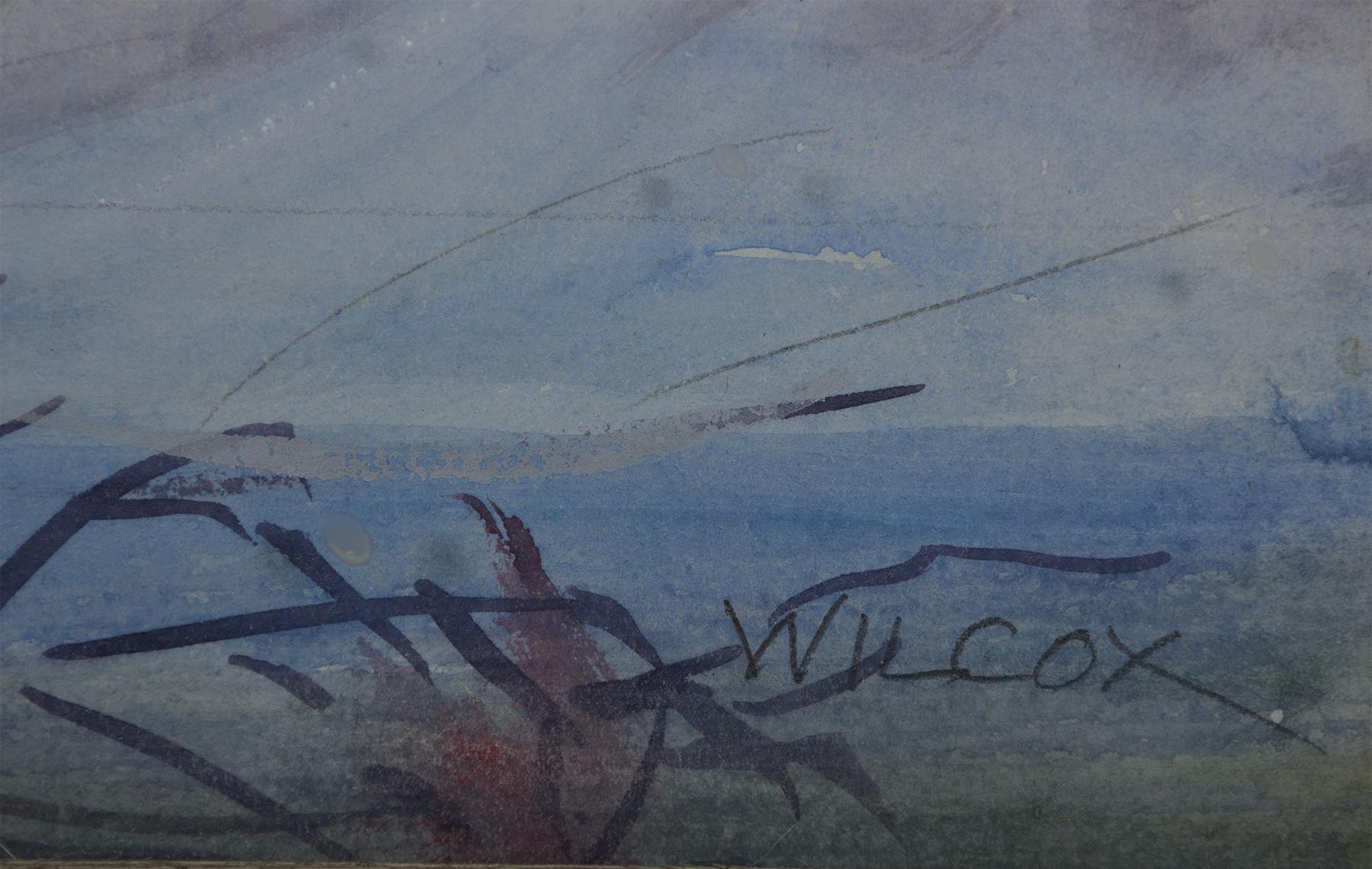 Frosty Dawn, Upstate New York, 20th century American modern watercolor - American Modern Art by Frank Wilcox