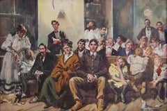 The Entertainment, 20th century American family scene watercolor