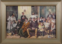 The Entertainment, 20th century American family scene watercolor