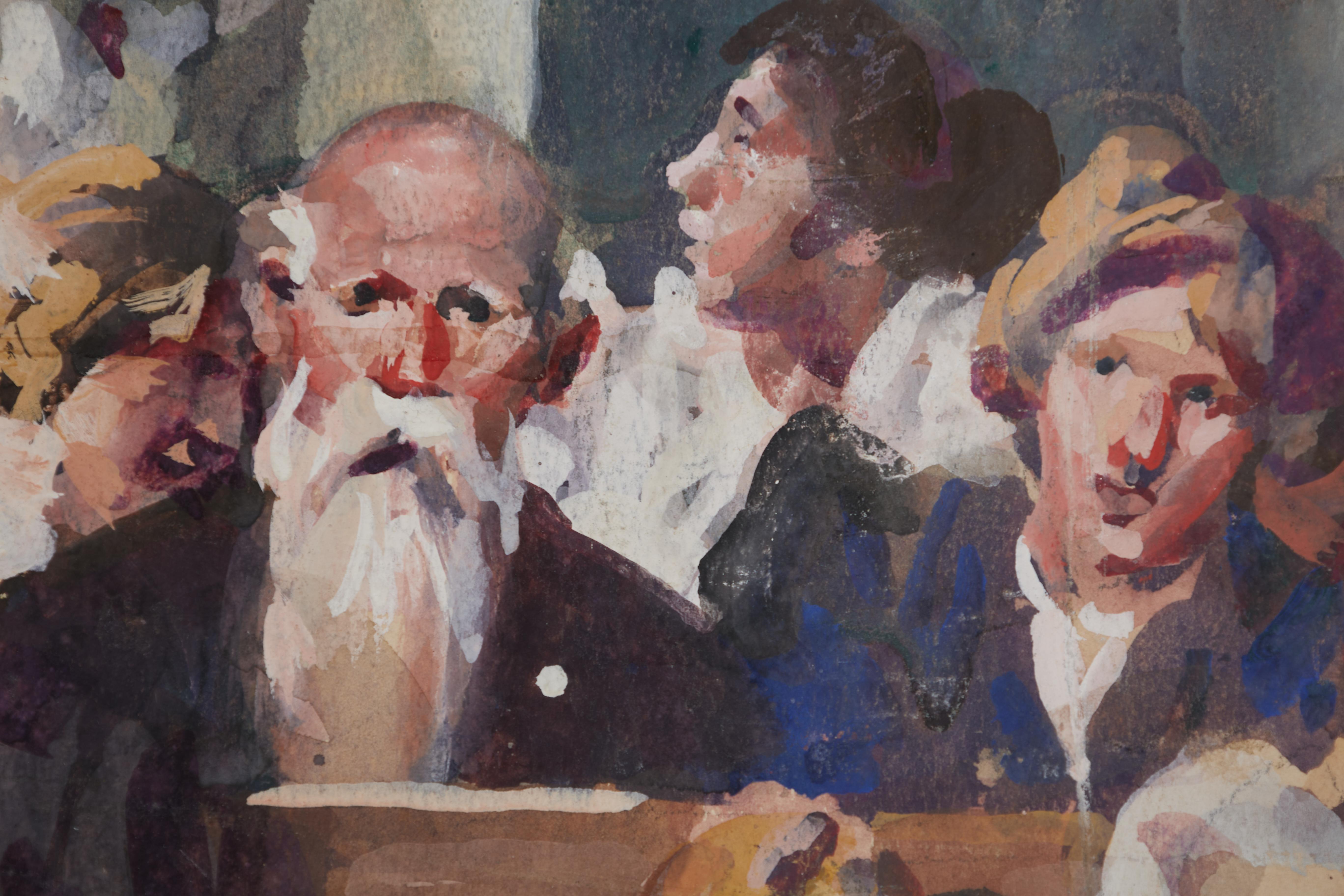 Amerikanische Familienszene des 20. Jahrhunderts, Aquarell der Unterhaltung (Amerikanische Moderne), Art, von Frank Wilcox