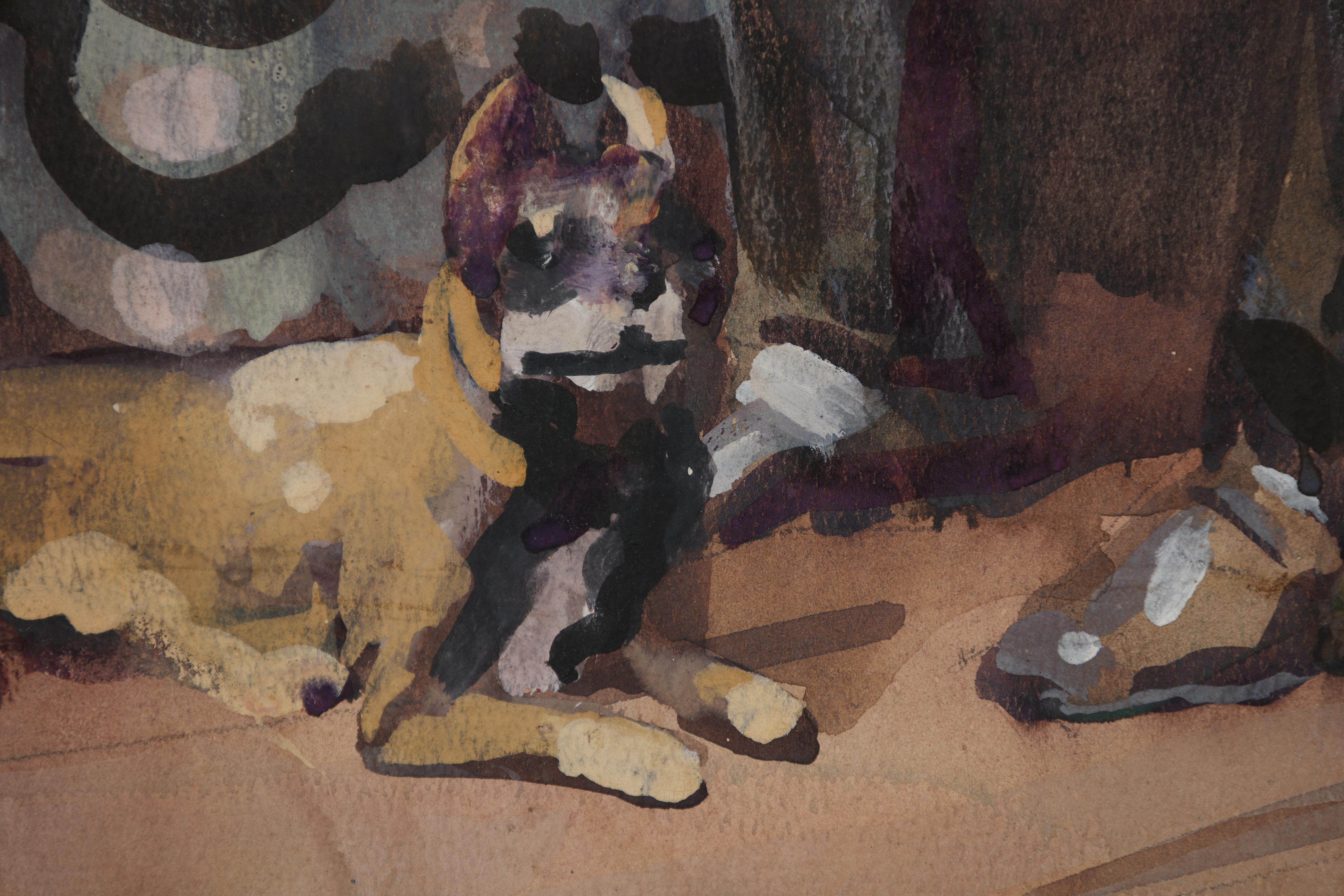 Frank Nelson Wilcox (Amerikaner, 1887-1964)
Entertainment, ca. 1955
Aquarell auf Papier 
rechts unten signiert 
20 x 30 Zoll
Ausstellung ausgestellt: Mai-Ausstellung 1955, Cleveland Museum of Art

„Die ersten Bezirksschulen waren Scheunenhäuser...