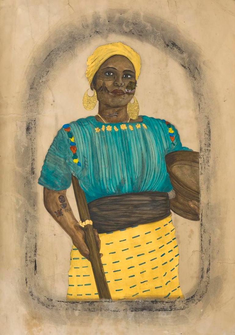 Umar Rashid (Frohawk Two Feathers) Figurative Art - Duchess of Guatemala