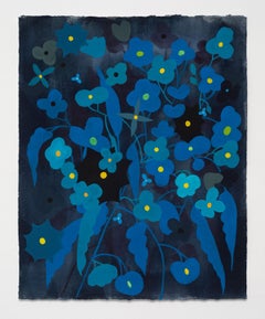 Flower Series: Turquoise and Blue on Dark Grey