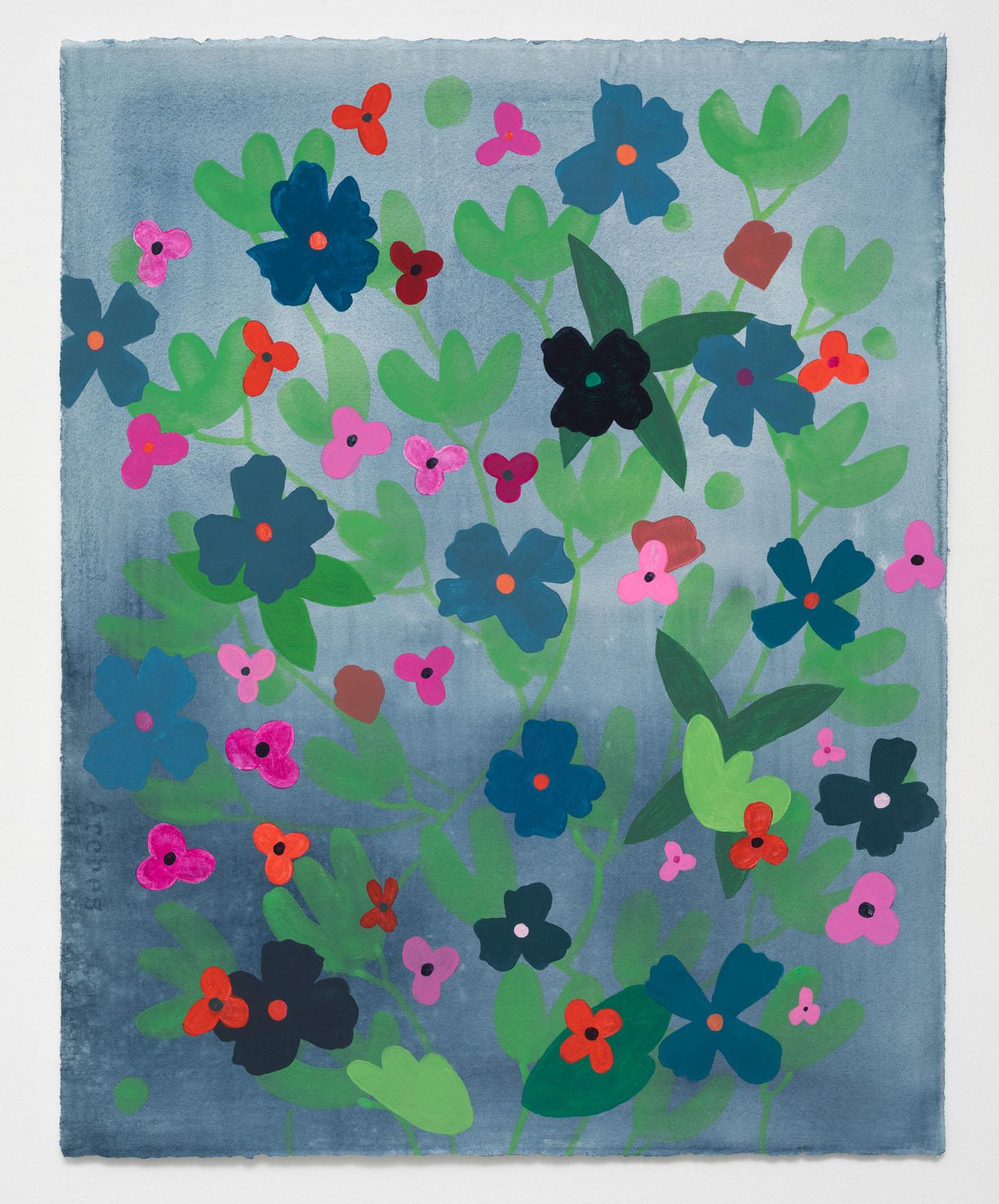 Ruby Palmer Abstract Painting - Flower Series: Hot Pink and Red