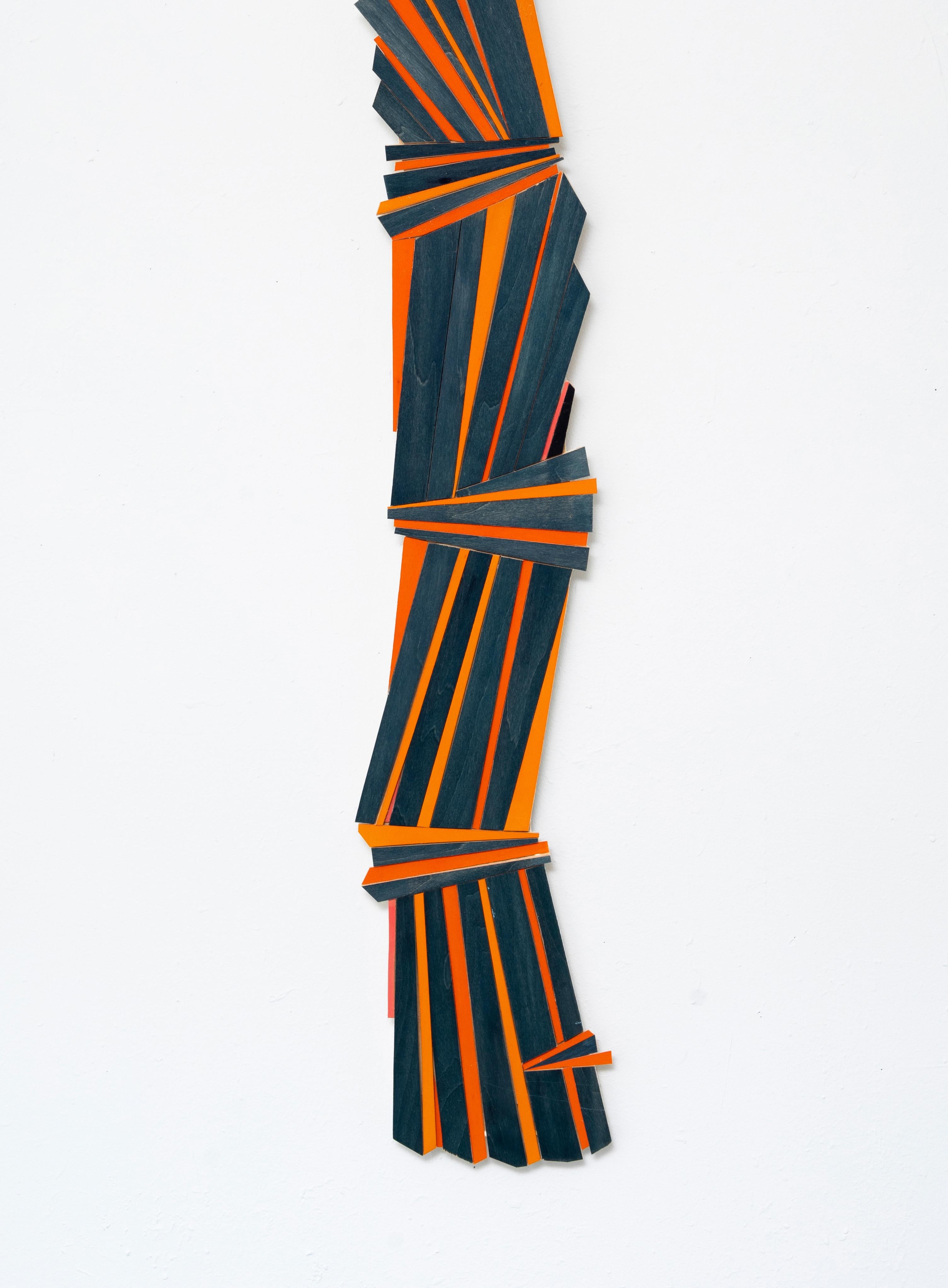 Blue Orange Stack - Abstract Geometric Sculpture by Ruby Palmer