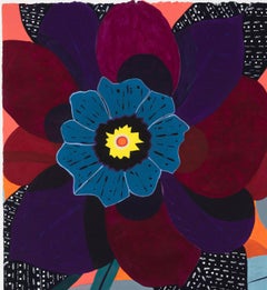 Flower Series: Single Purple and Red With Blue Center
