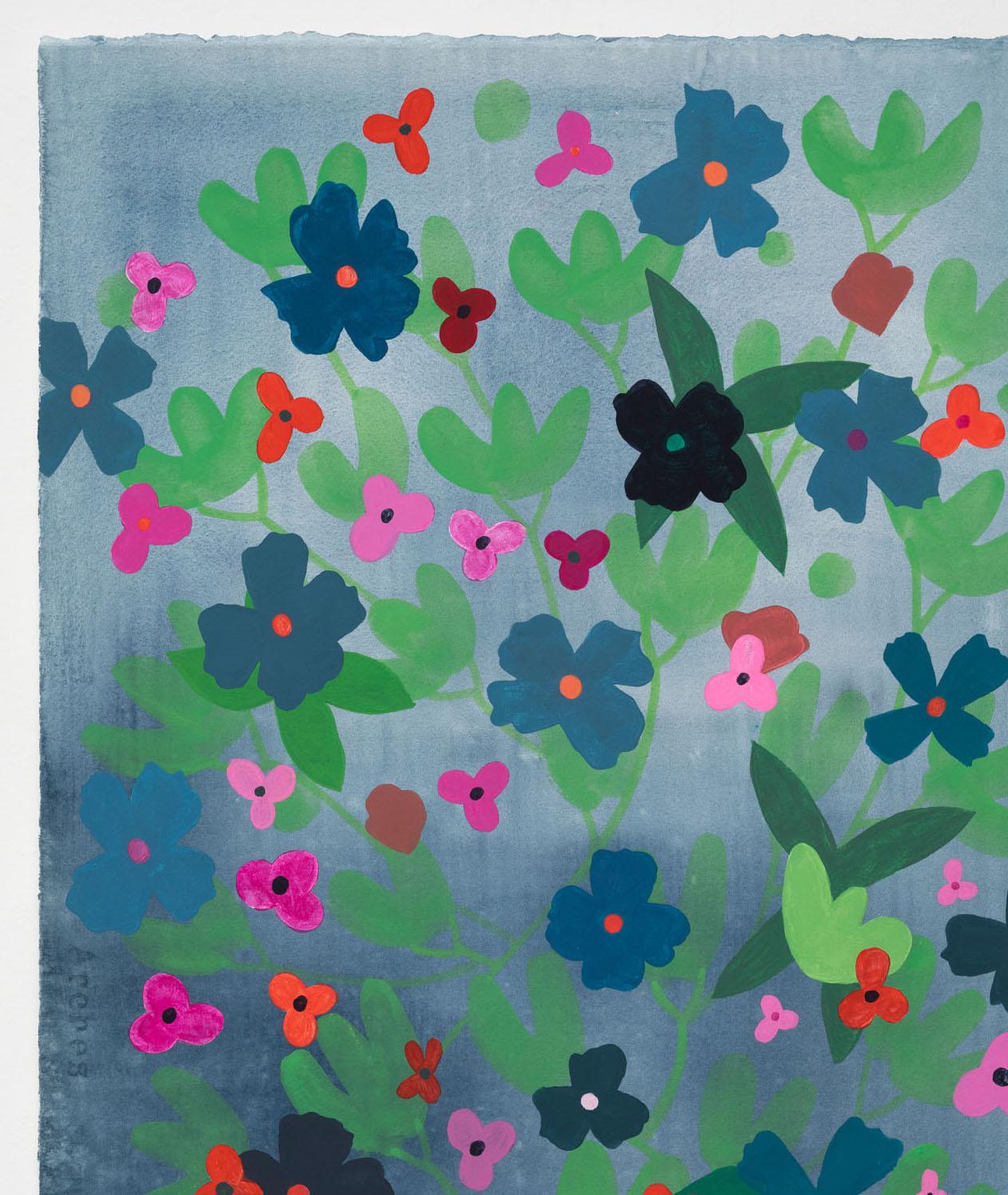 Flower Series: Hot Pink and Red - Painting by Ruby Palmer