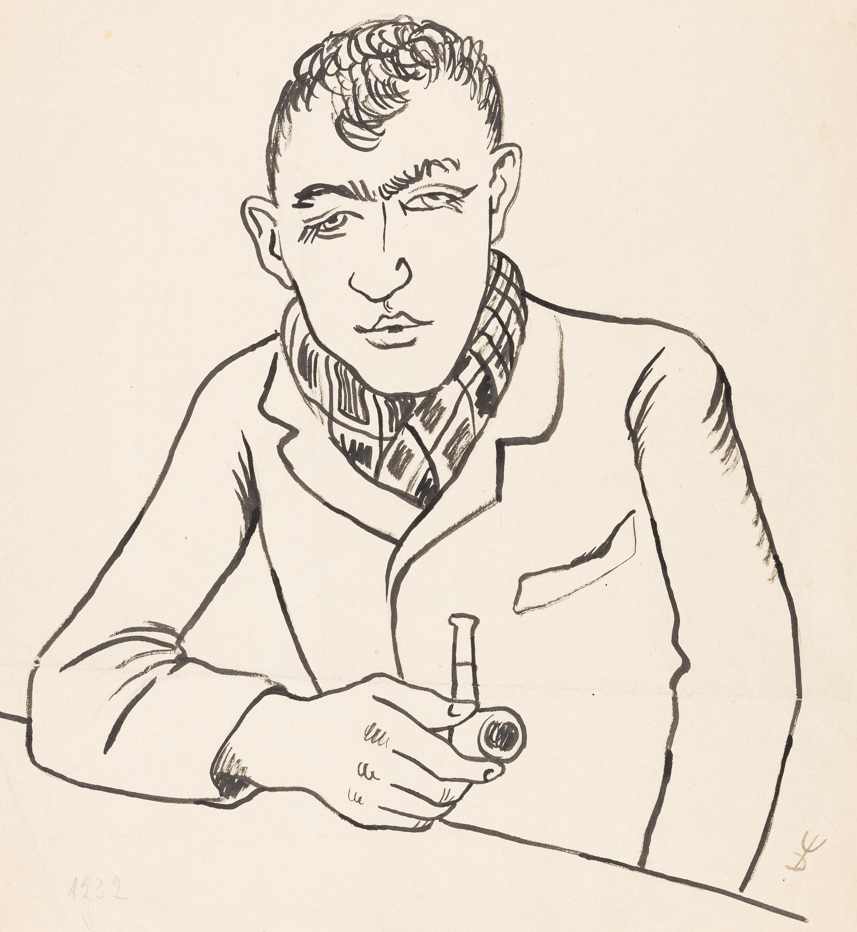 August Wilhelm Dressler Portrait - Man with pipe