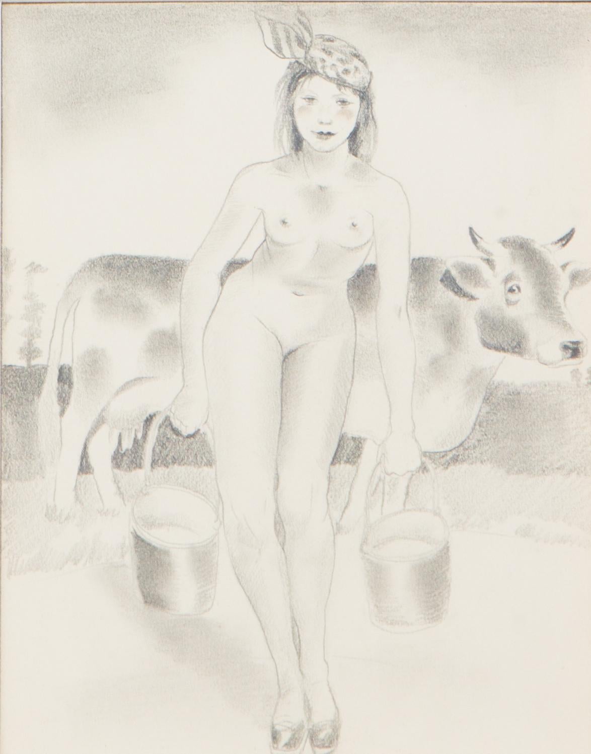 Mariette Lydis Nude – Milchmädchen mit Kuh / Milkmaid with cow
