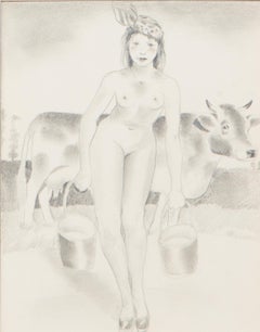 Milchmädchen mit Kuh / Milkmaid with cow