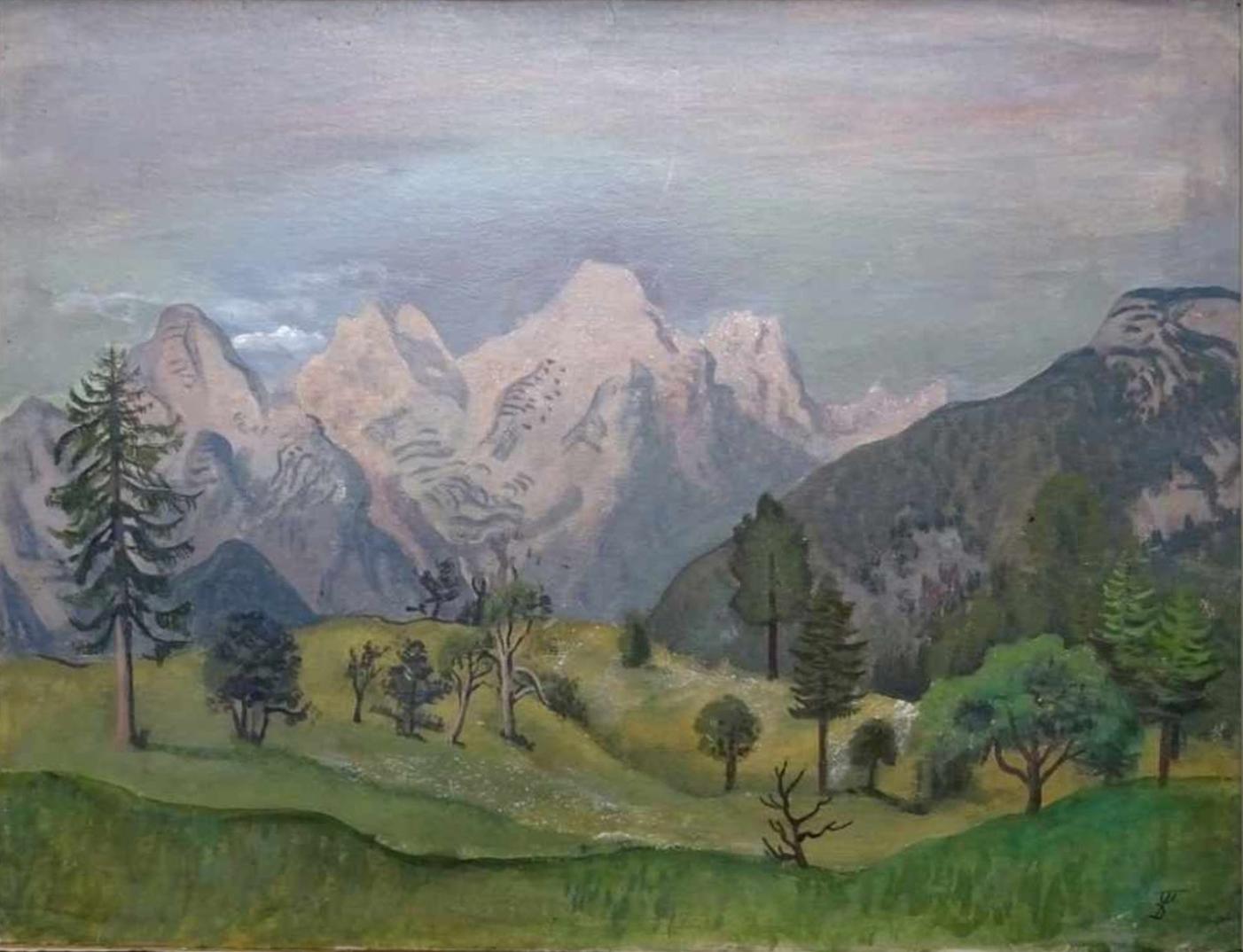 August Wilhelm Dressler Landscape Art – Salzburger Berge