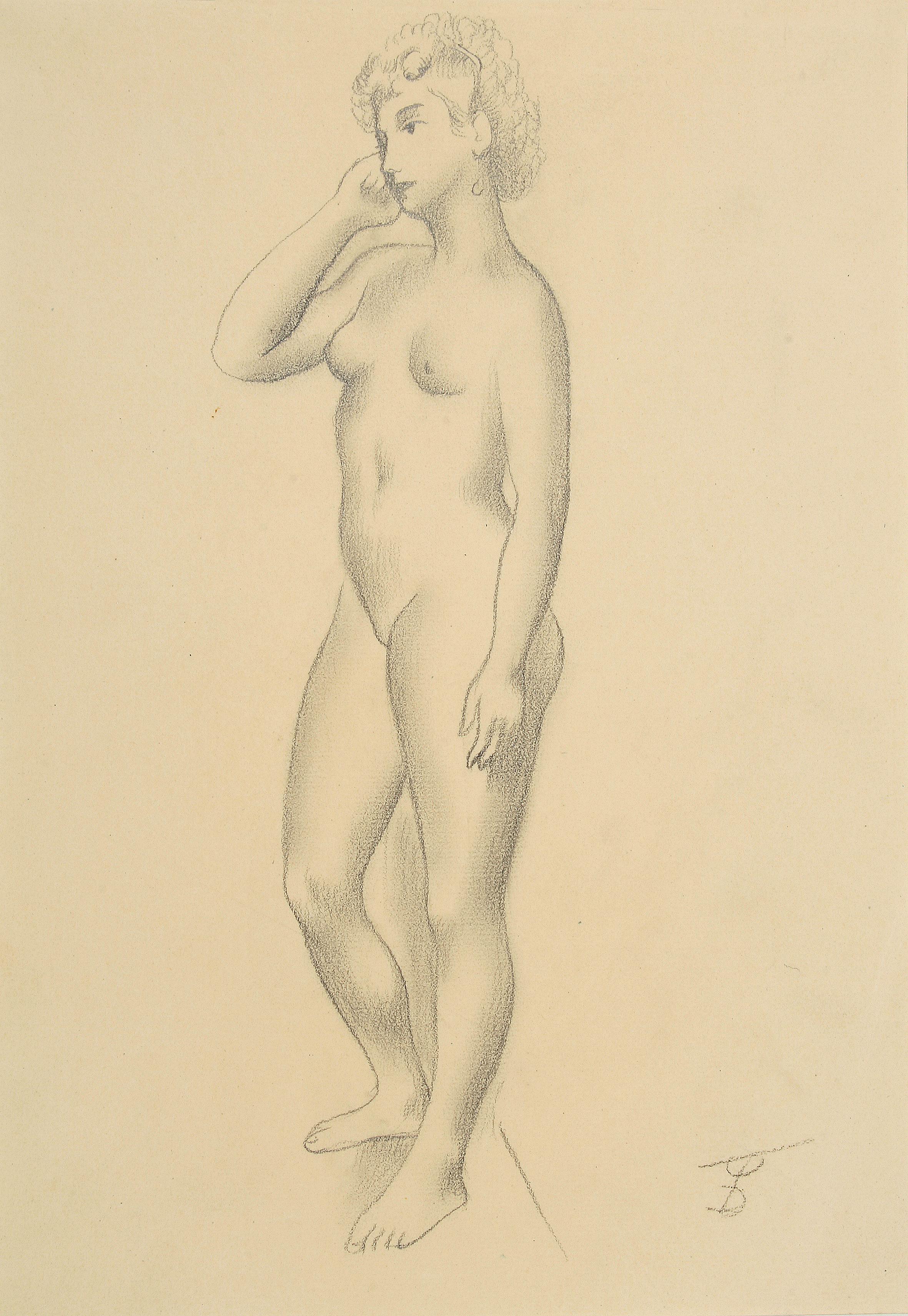 Figurative Art di August Wilhelm Dressler - Stehender Akt / Nudo in piedi