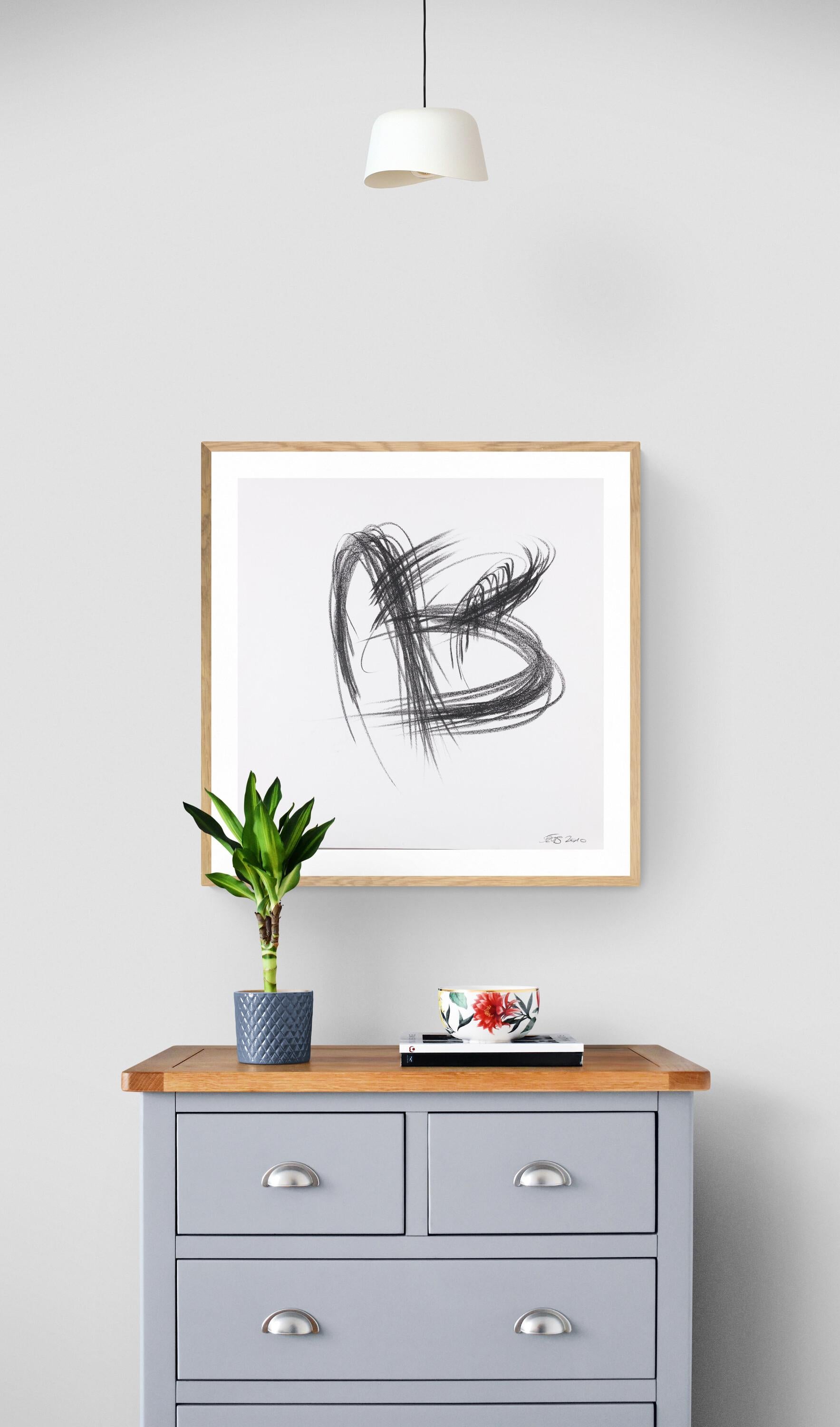 Untitled - Gray Abstract Drawing by Barbara Szüts