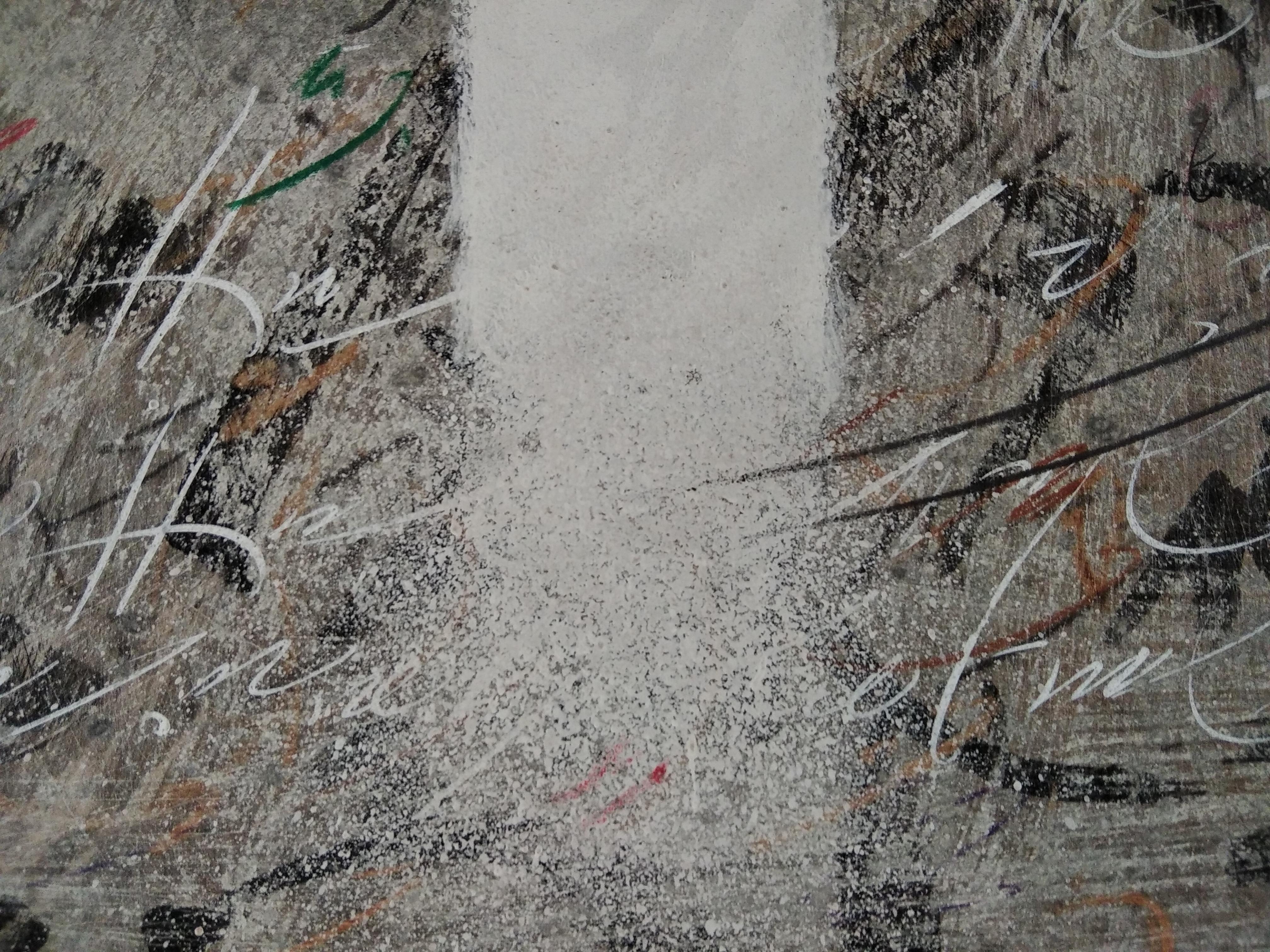 Untitled - Gray Abstract Drawing by Dev