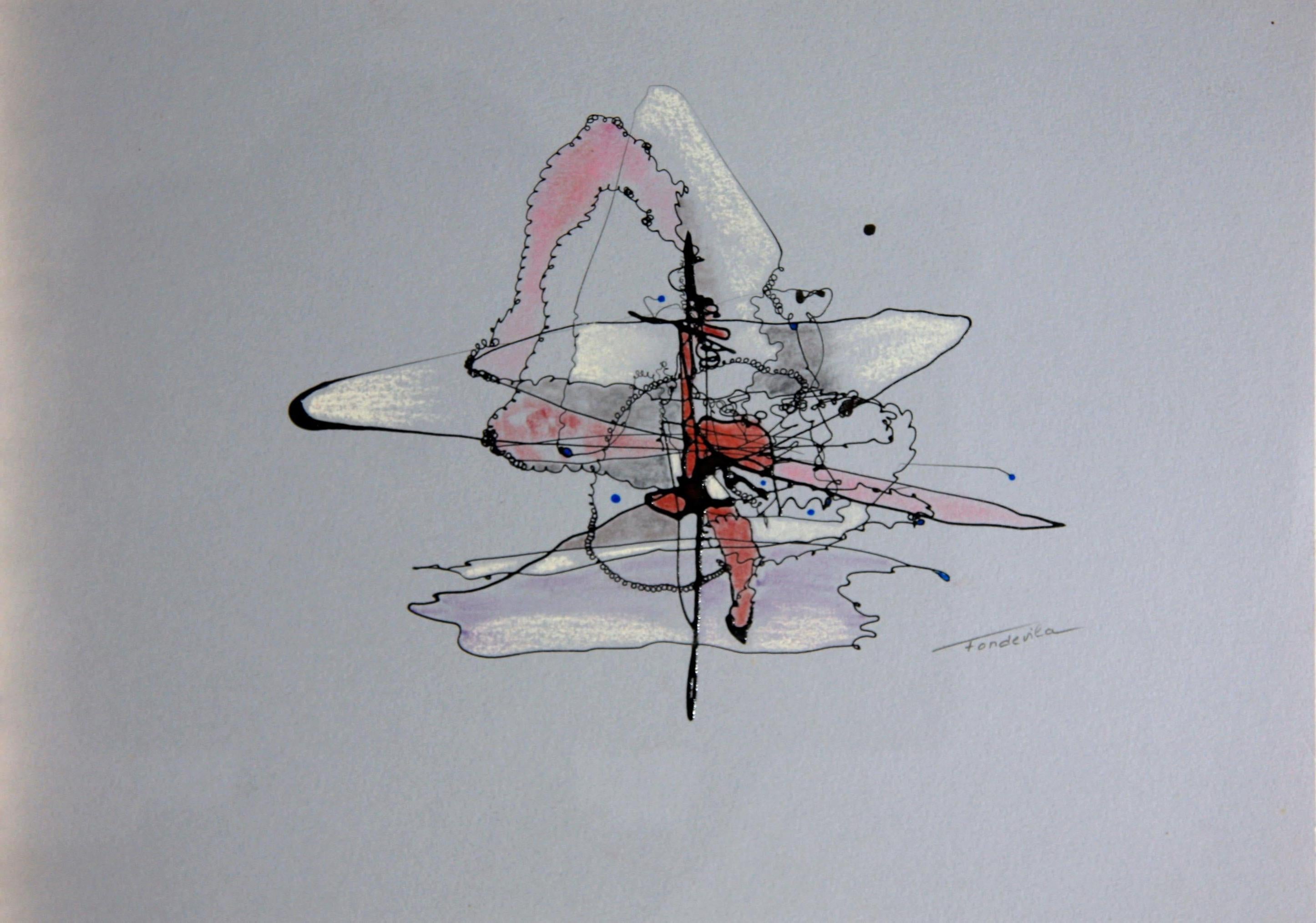 José Antonio Fondevila Abstract Drawing - Ráfagas nun espazo baleiro